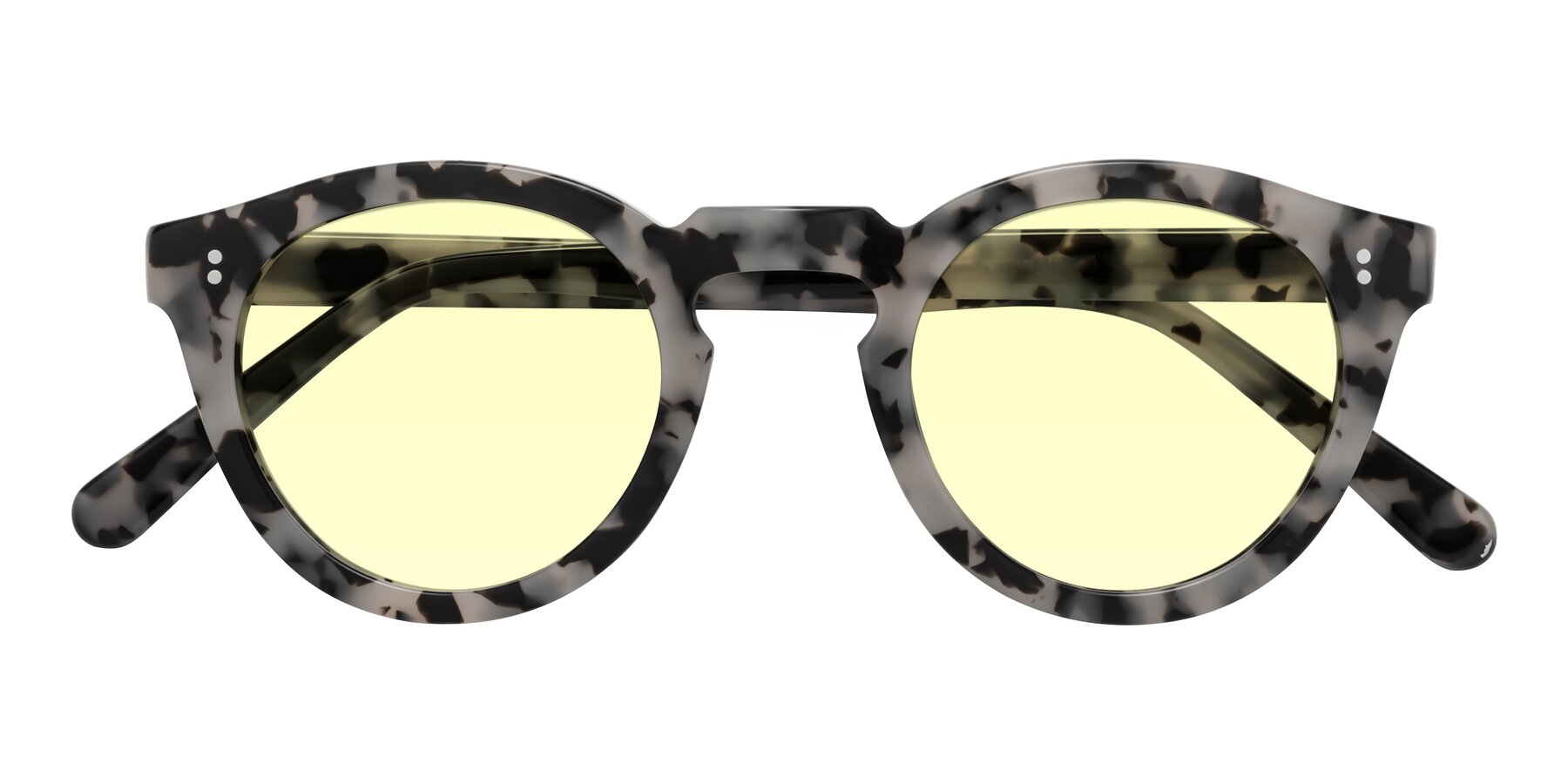 Folded Front of Annie in Ivory Tortoise with Light Yellow Tinted Lenses
