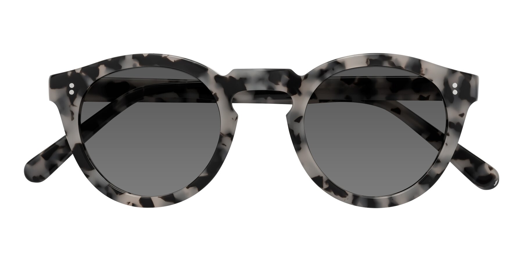 Folded Front of Annie in Ivory Tortoise with Medium Gray Tinted Lenses