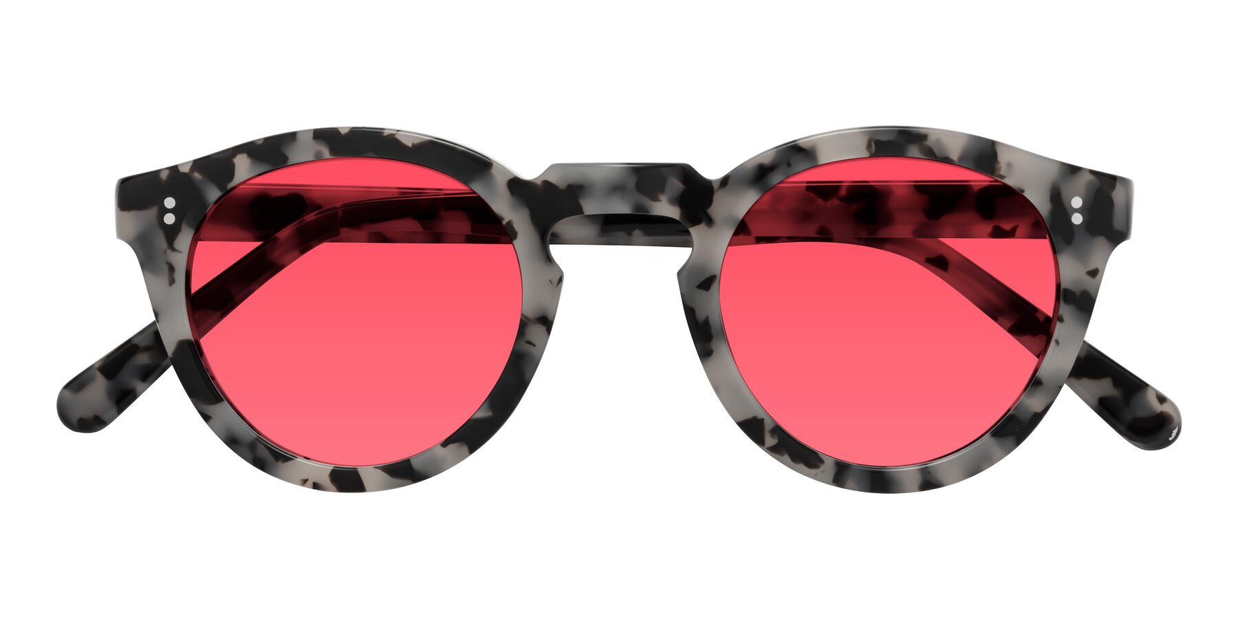 Folded Front of Annie in Ivory Tortoise with Red Tinted Lenses