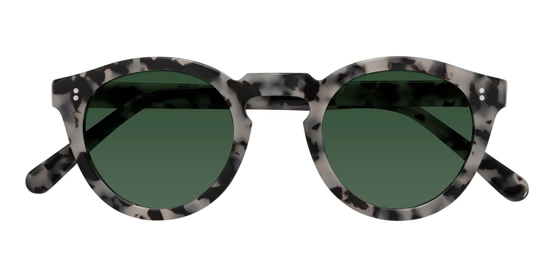 Folded Front of Annie in Ivory Tortoise with Green Tinted Lenses
