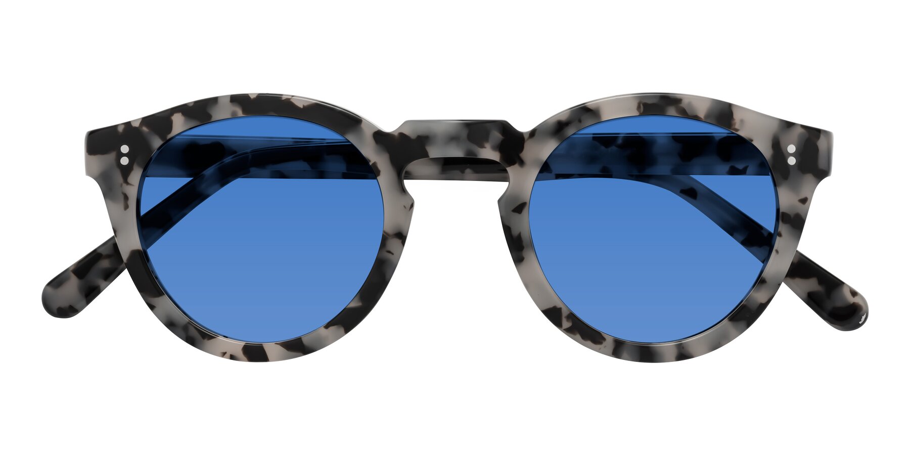 Folded Front of Annie in Ivory Tortoise with Blue Tinted Lenses