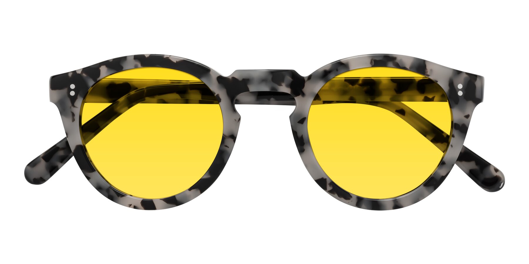 Folded Front of Annie in Ivory Tortoise with Yellow Tinted Lenses