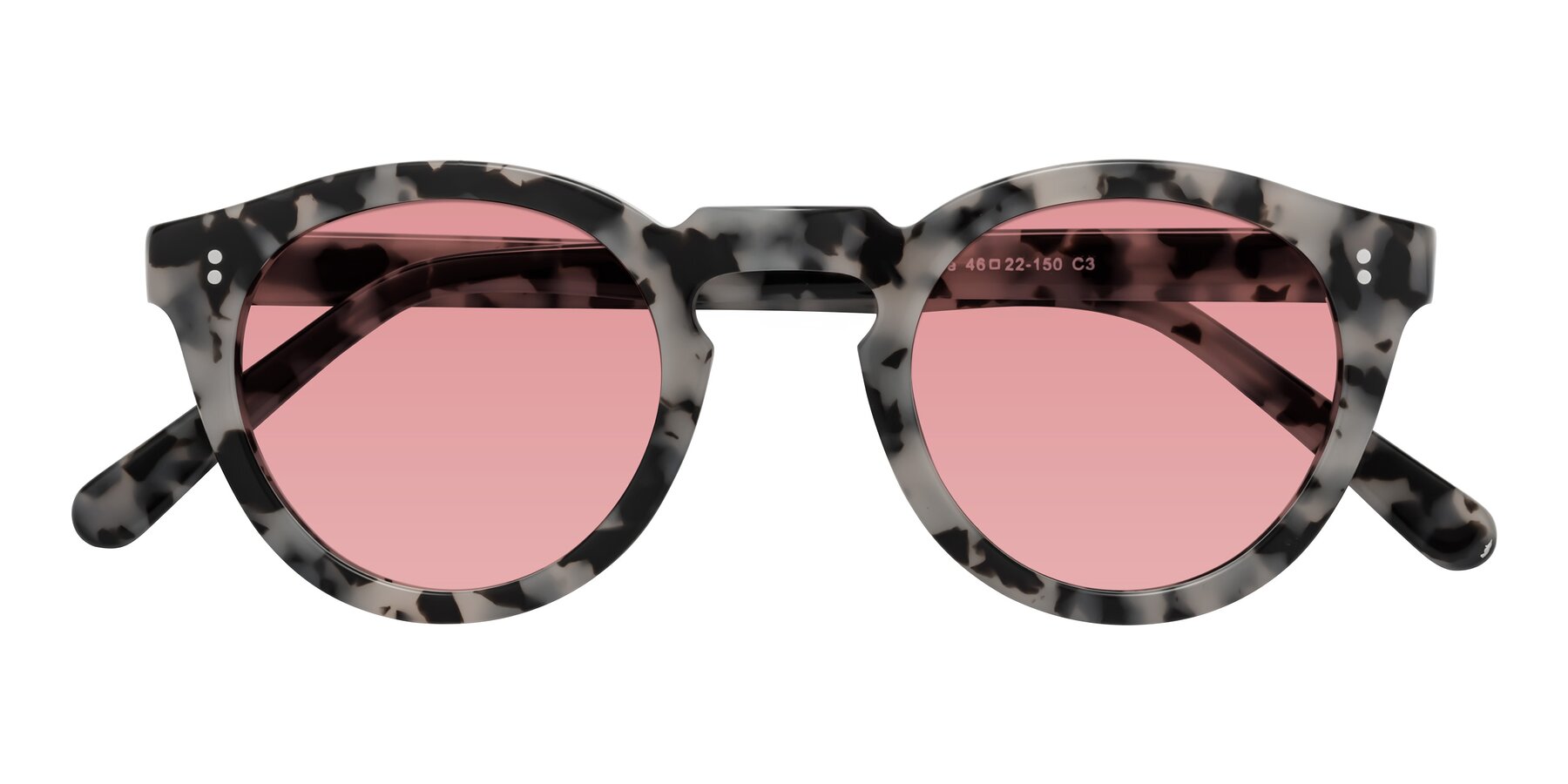 Folded Front of Annie in Ivory Tortoise with Medium Garnet Tinted Lenses