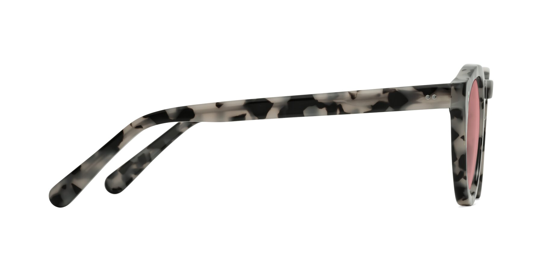 Side of Annie in Ivory Tortoise with Medium Garnet Tinted Lenses
