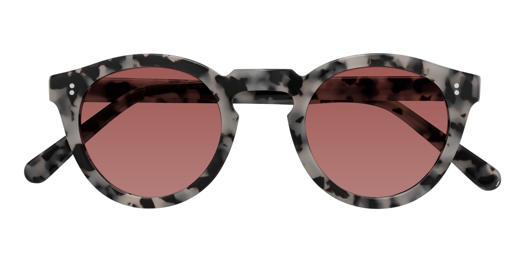 Folded Front of Annie in Ivory Tortoise with Garnet Tinted Lenses