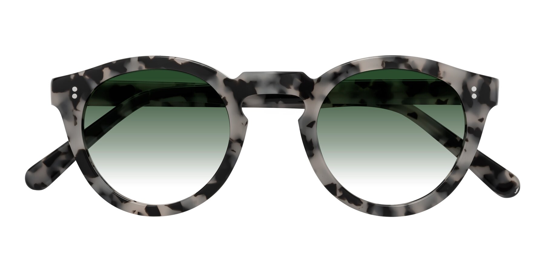 Folded Front of Annie in Ivory Tortoise with Green Gradient Lenses