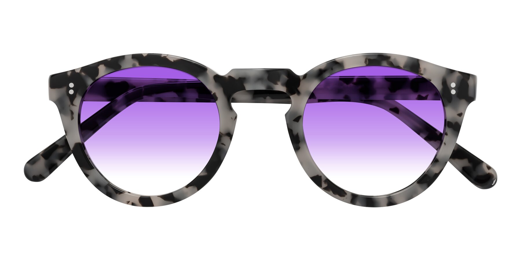 Folded Front of Annie in Ivory Tortoise with Purple Gradient Lenses