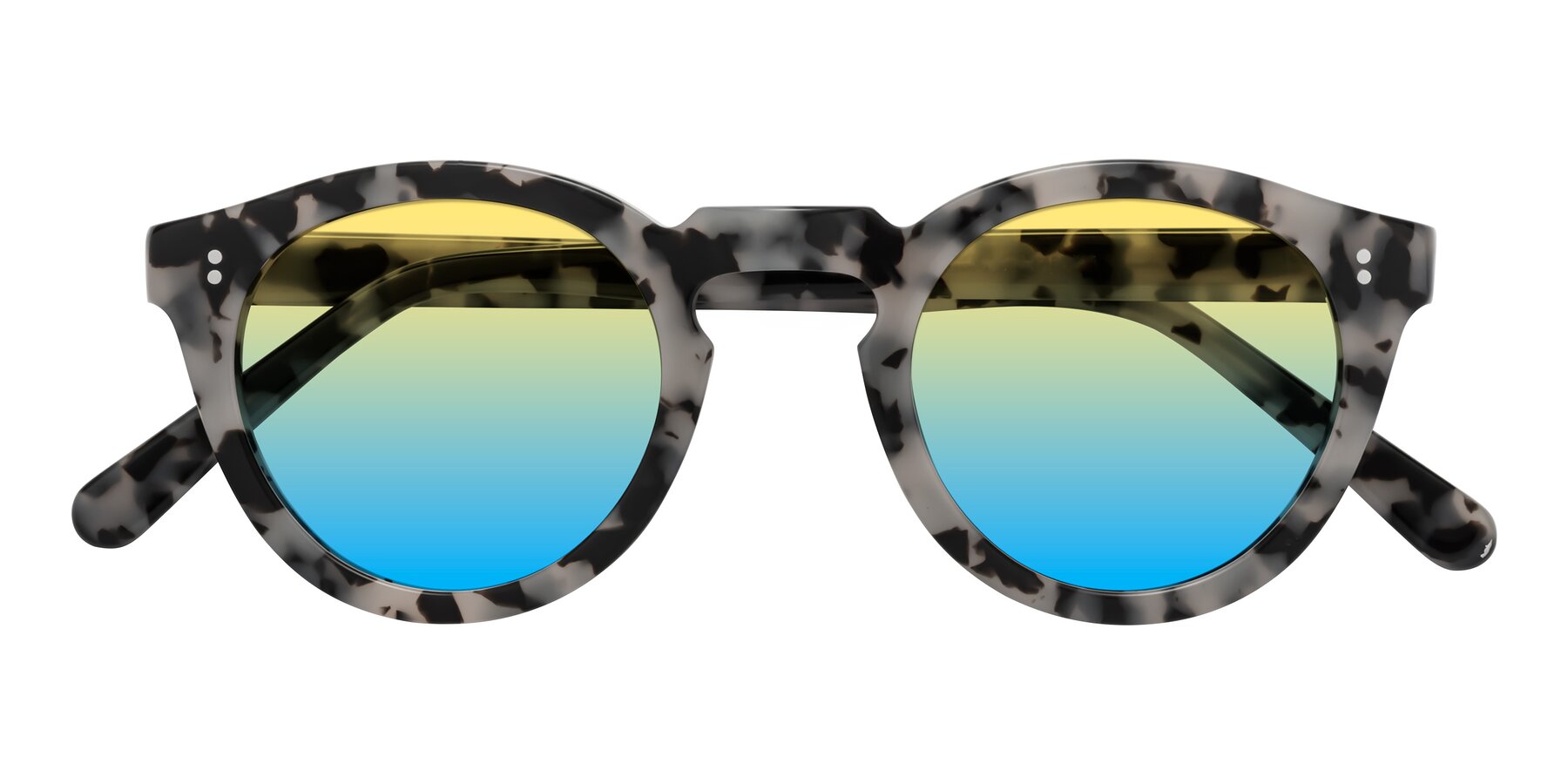 Folded Front of Annie in Ivory Tortoise with Yellow / Blue Gradient Lenses