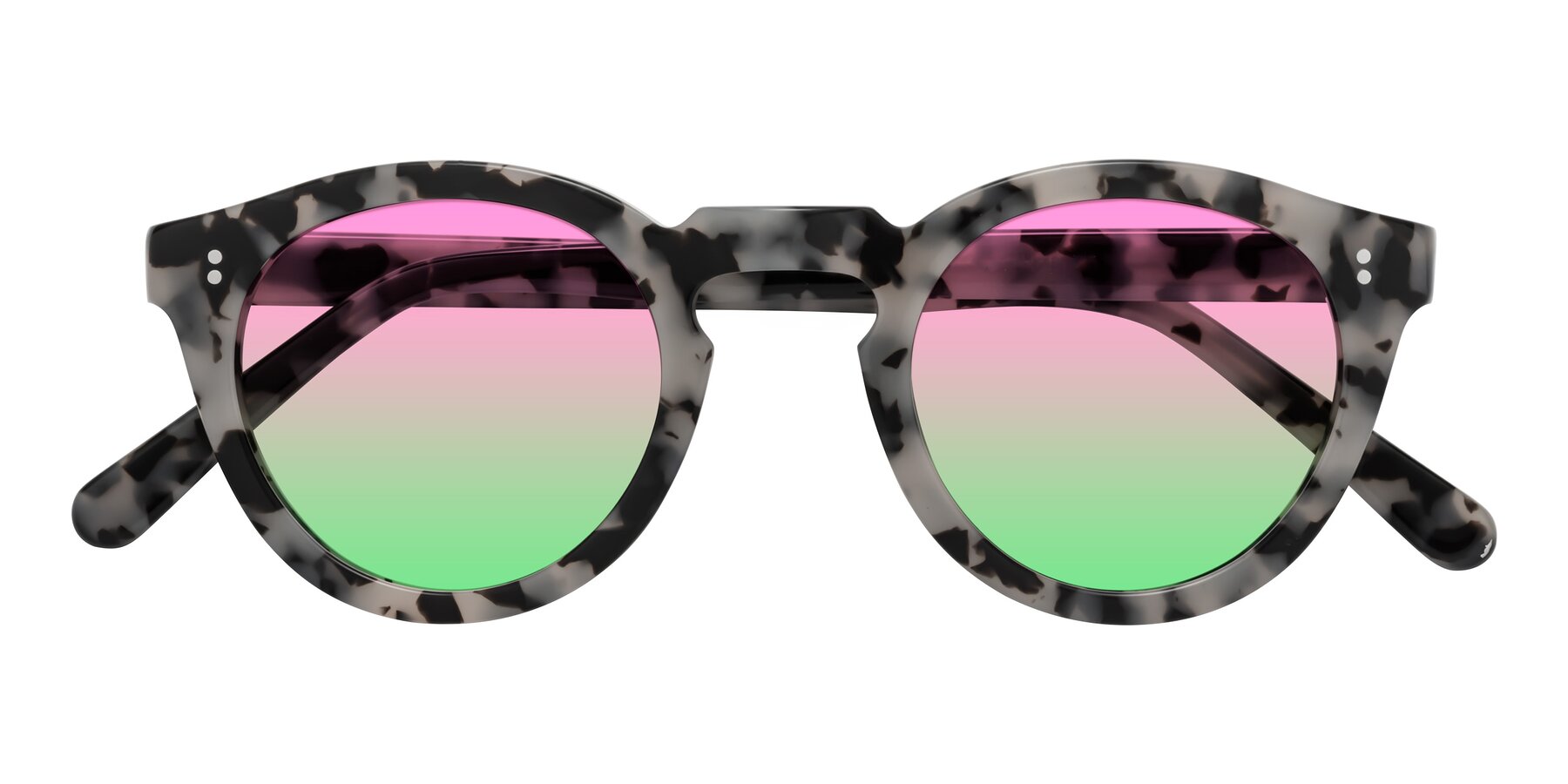 Folded Front of Annie in Ivory Tortoise with Pink / Green Gradient Lenses
