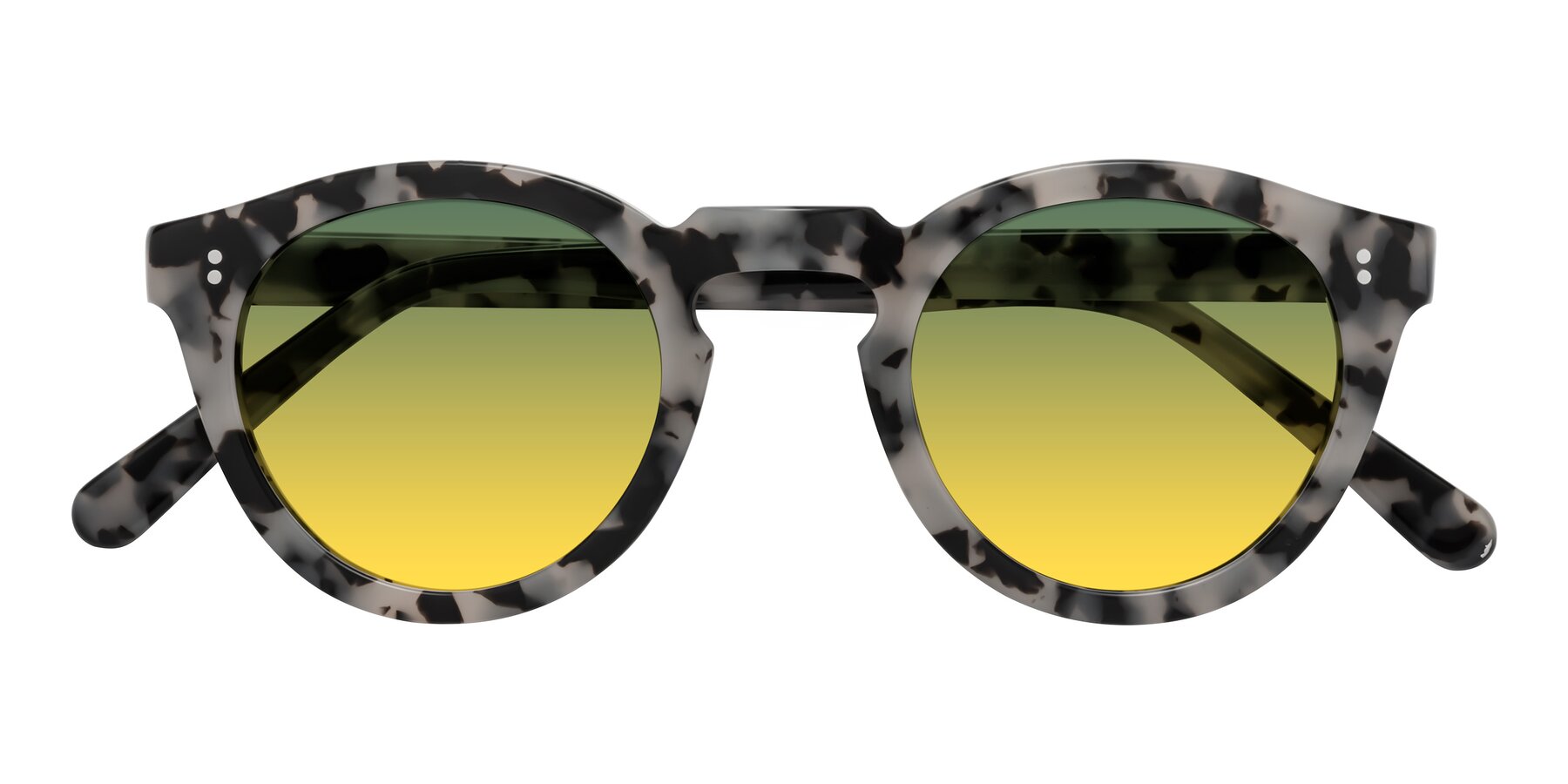 Folded Front of Annie in Ivory Tortoise with Green / Yellow Gradient Lenses