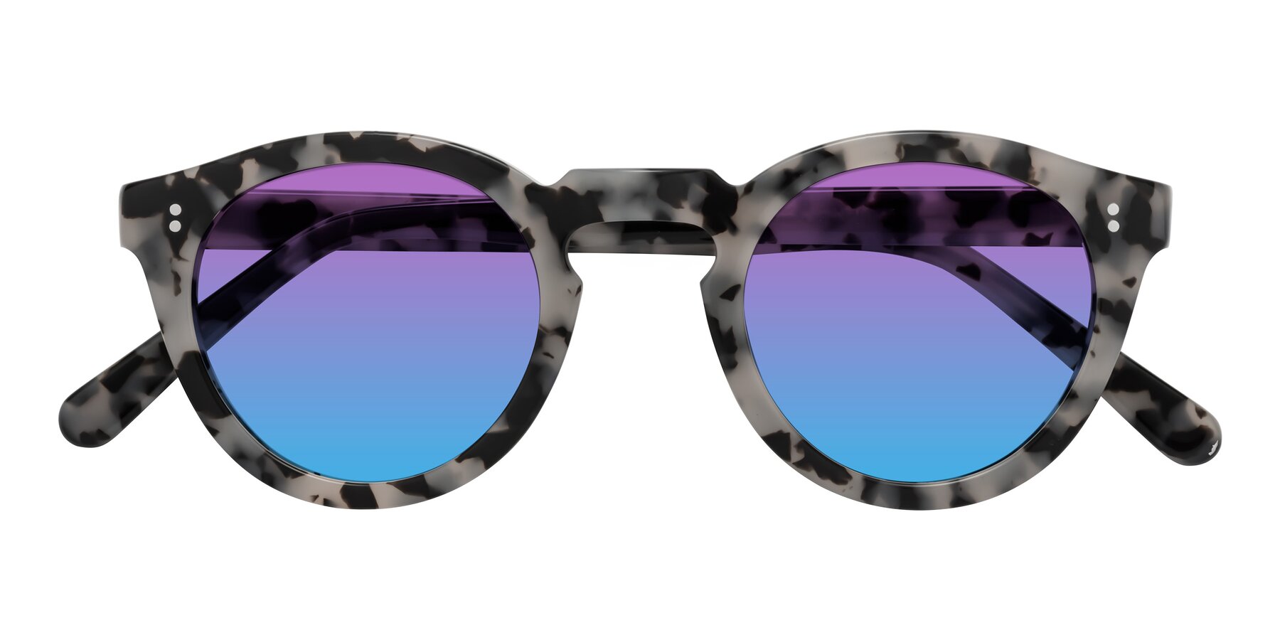 Folded Front of Annie in Ivory Tortoise with Purple / Blue Gradient Lenses