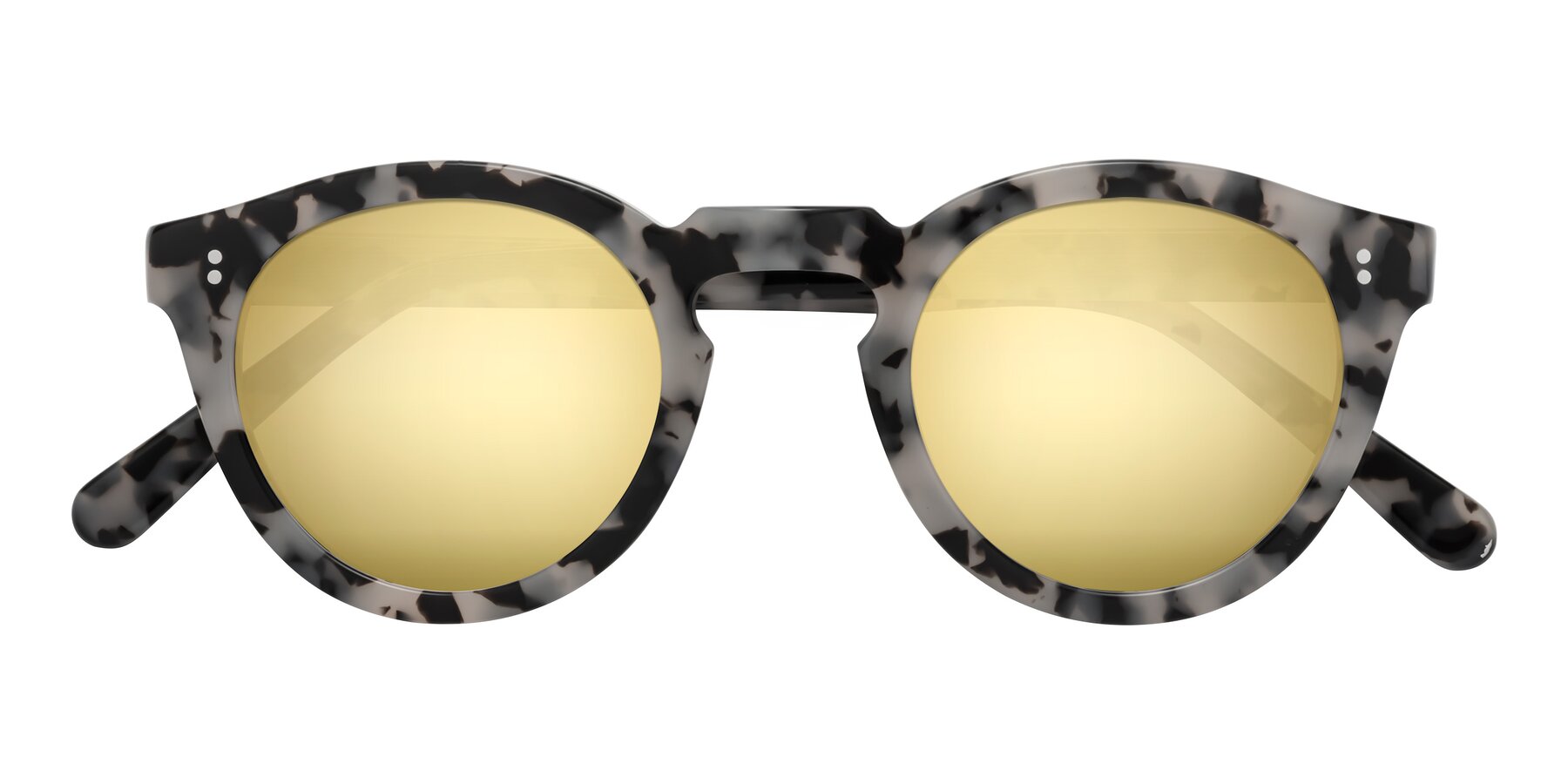 Folded Front of Annie in Ivory Tortoise with Gold Mirrored Lenses