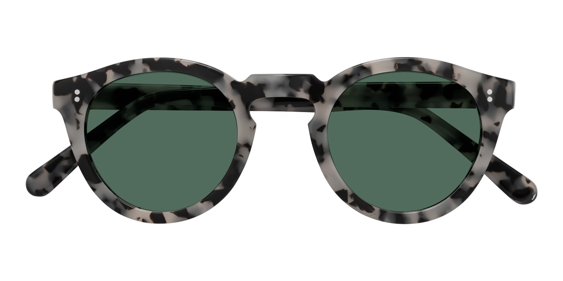 Folded Front of Annie in Ivory Tortoise with Green Polarized Lenses