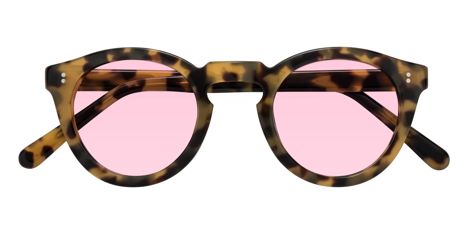 Folded Front of Annie in Golden Tortoise with Light Pink Tinted Lenses
