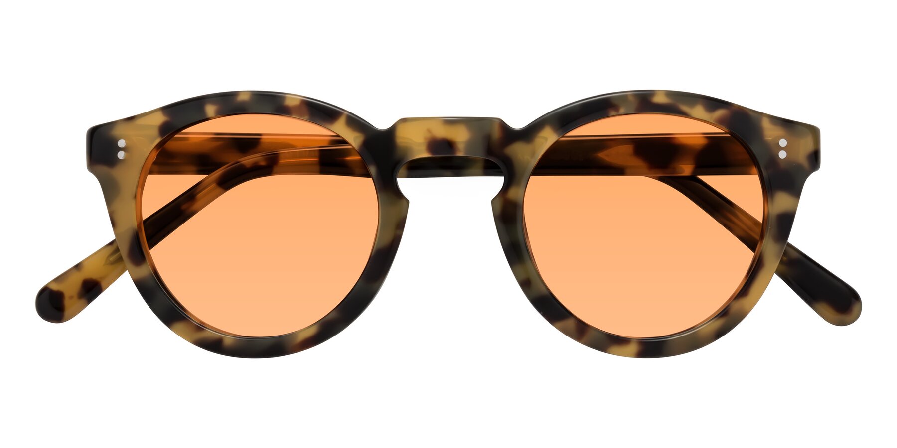 Folded Front of Annie in Golden Tortoise with Medium Orange Tinted Lenses
