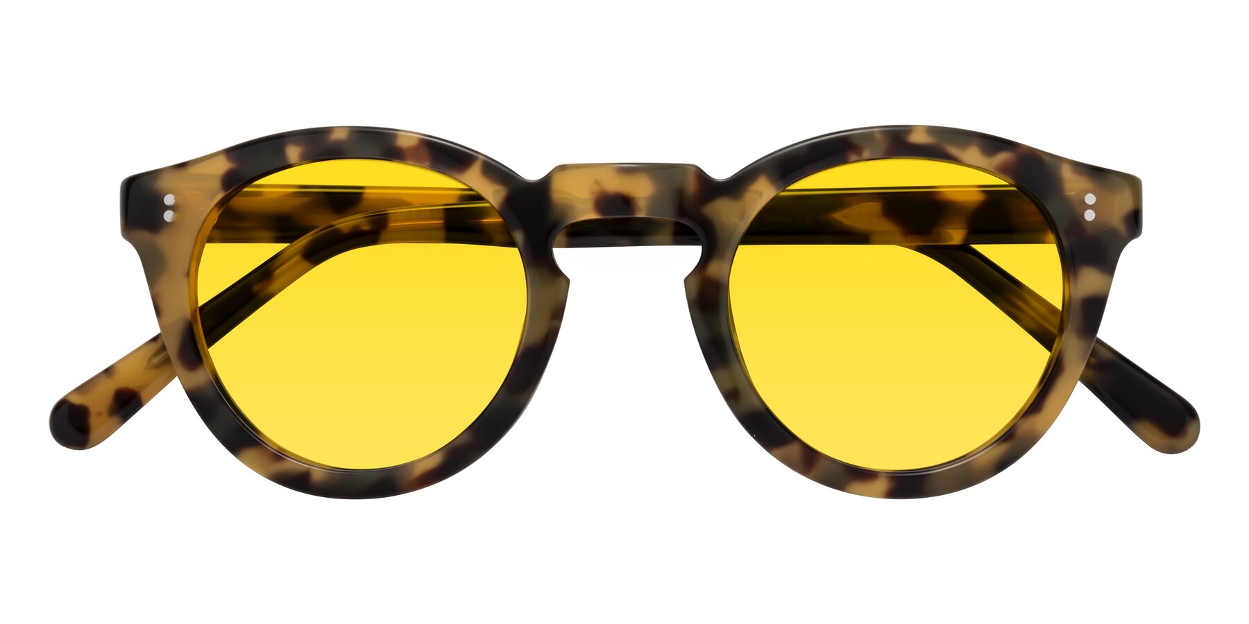 Folded Front of Annie in Golden Tortoise with Yellow Tinted Lenses