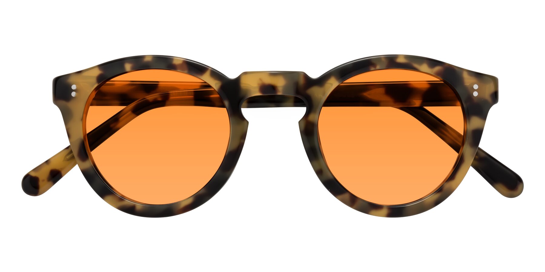 Folded Front of Annie in Golden Tortoise with Orange Tinted Lenses
