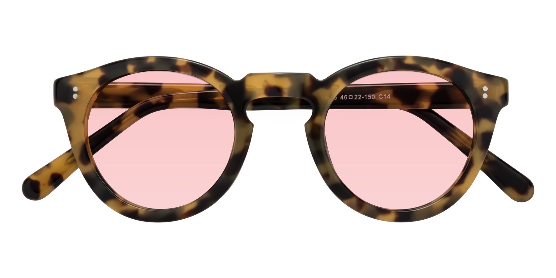 Folded Front of Annie in Golden Tortoise with Light Garnet Tinted Lenses