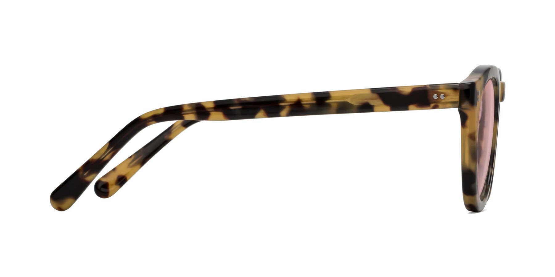 Side of Annie in Golden Tortoise with Light Garnet Tinted Lenses
