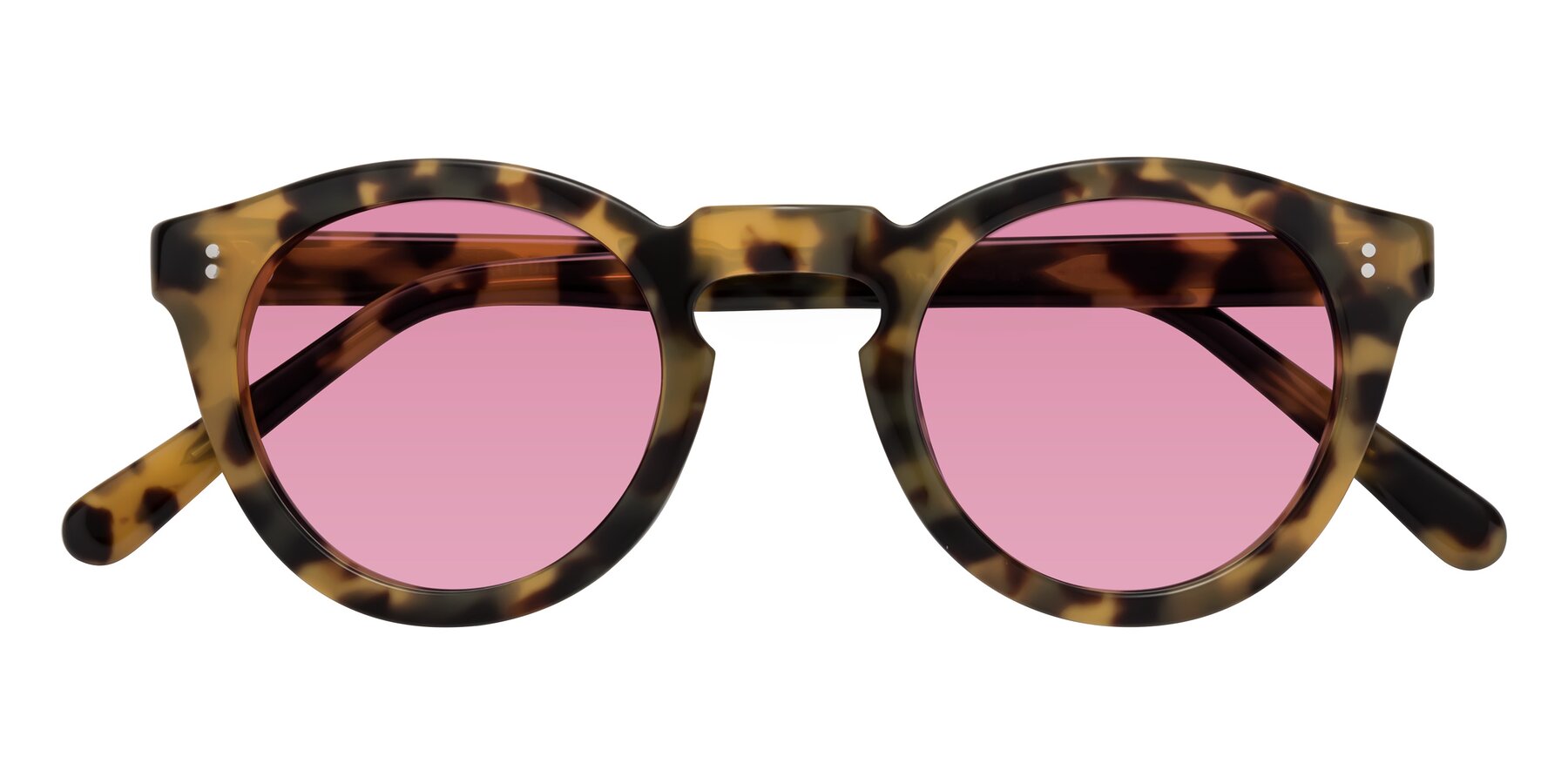 Folded Front of Annie in Golden Tortoise with Medium Wine Tinted Lenses