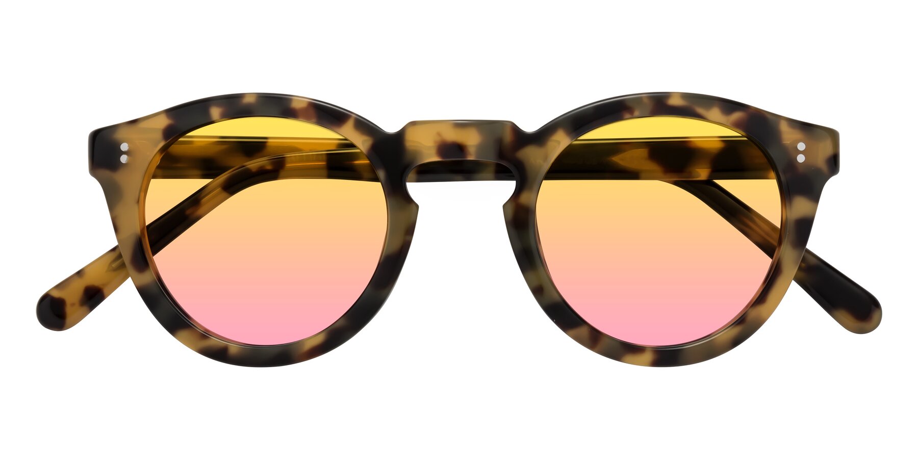 Folded Front of Annie in Golden Tortoise with Yellow / Pink Gradient Lenses
