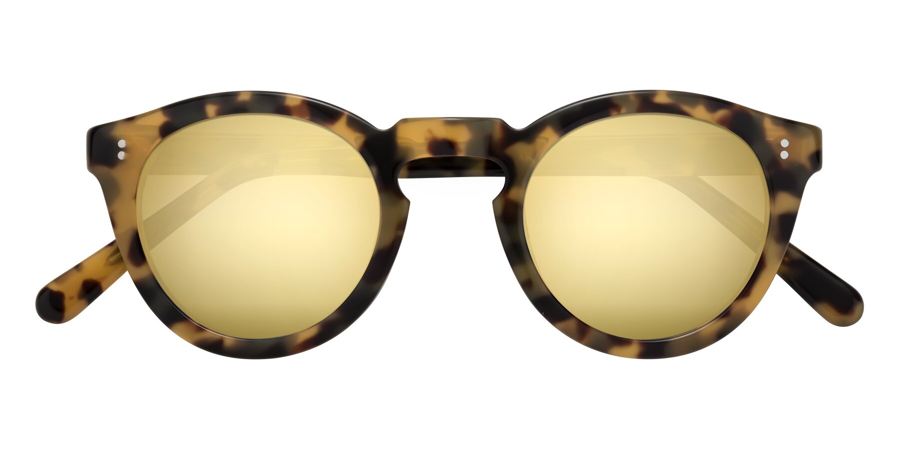 Folded Front of Annie in Golden Tortoise with Gold Mirrored Lenses