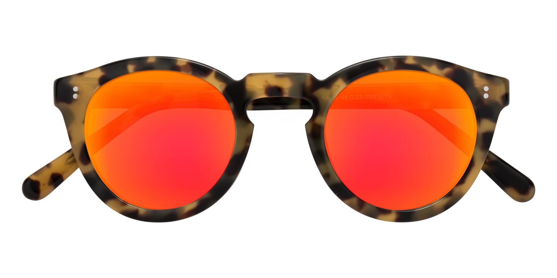 Folded Front of Annie in Golden Tortoise with Red Gold Mirrored Lenses