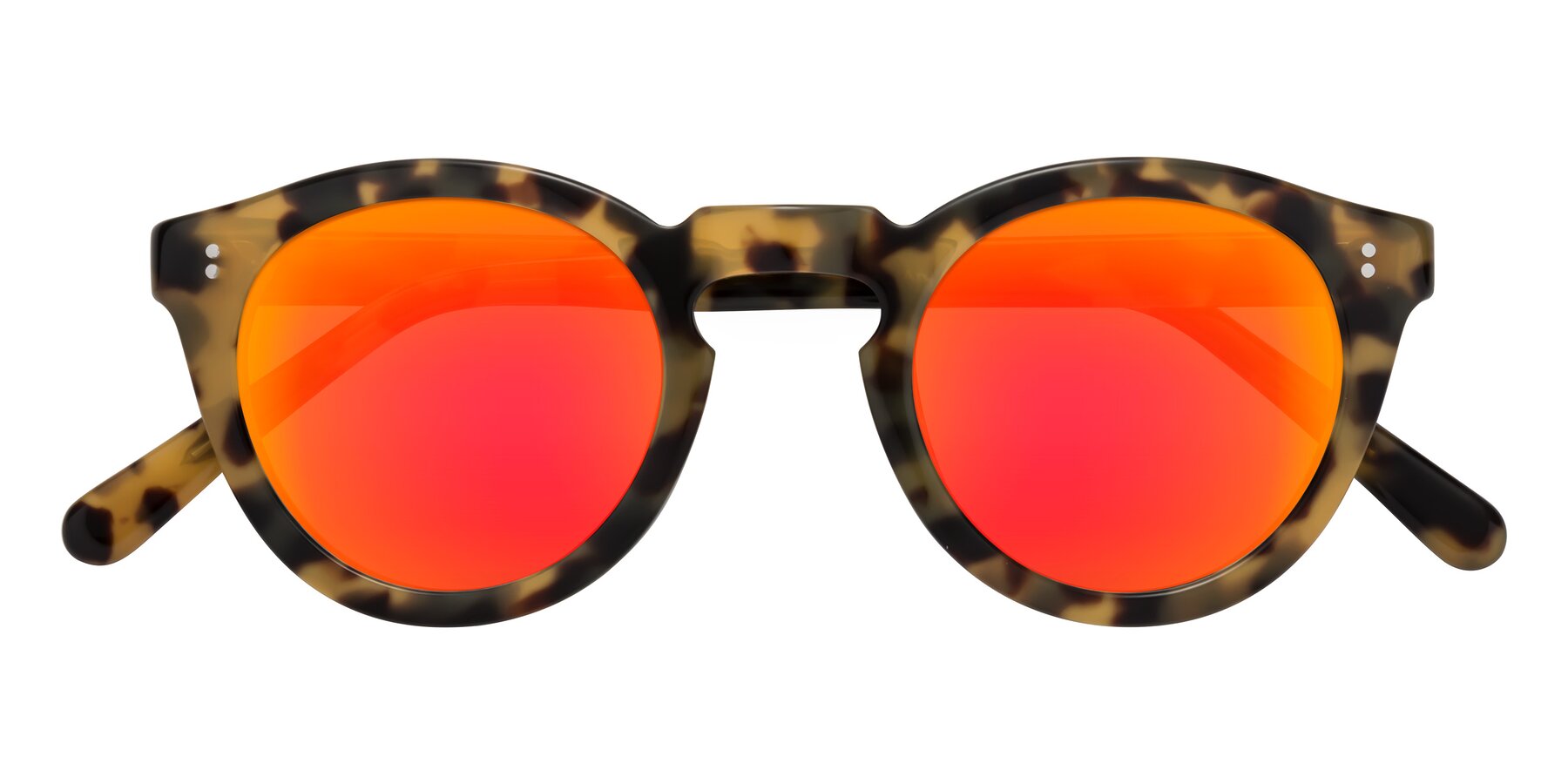 Folded Front of Annie in Golden Tortoise with Red Gold Mirrored Lenses