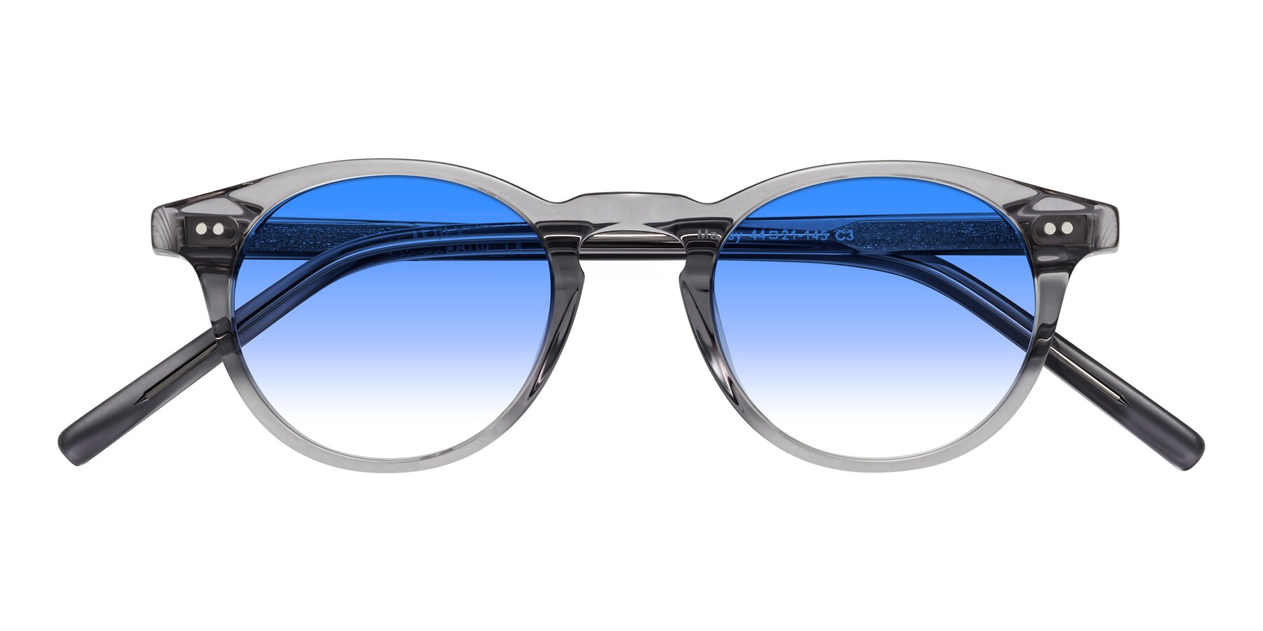 Folded Front of Marley in Clear Gray with Blue Gradient Lenses