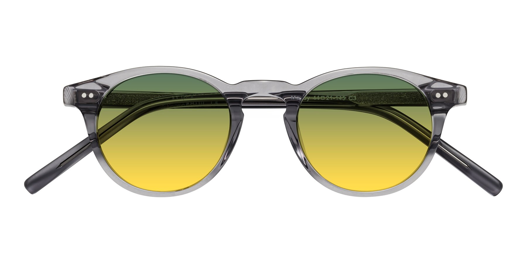 Folded Front of Marley in Clear Gray with Green / Yellow Gradient Lenses