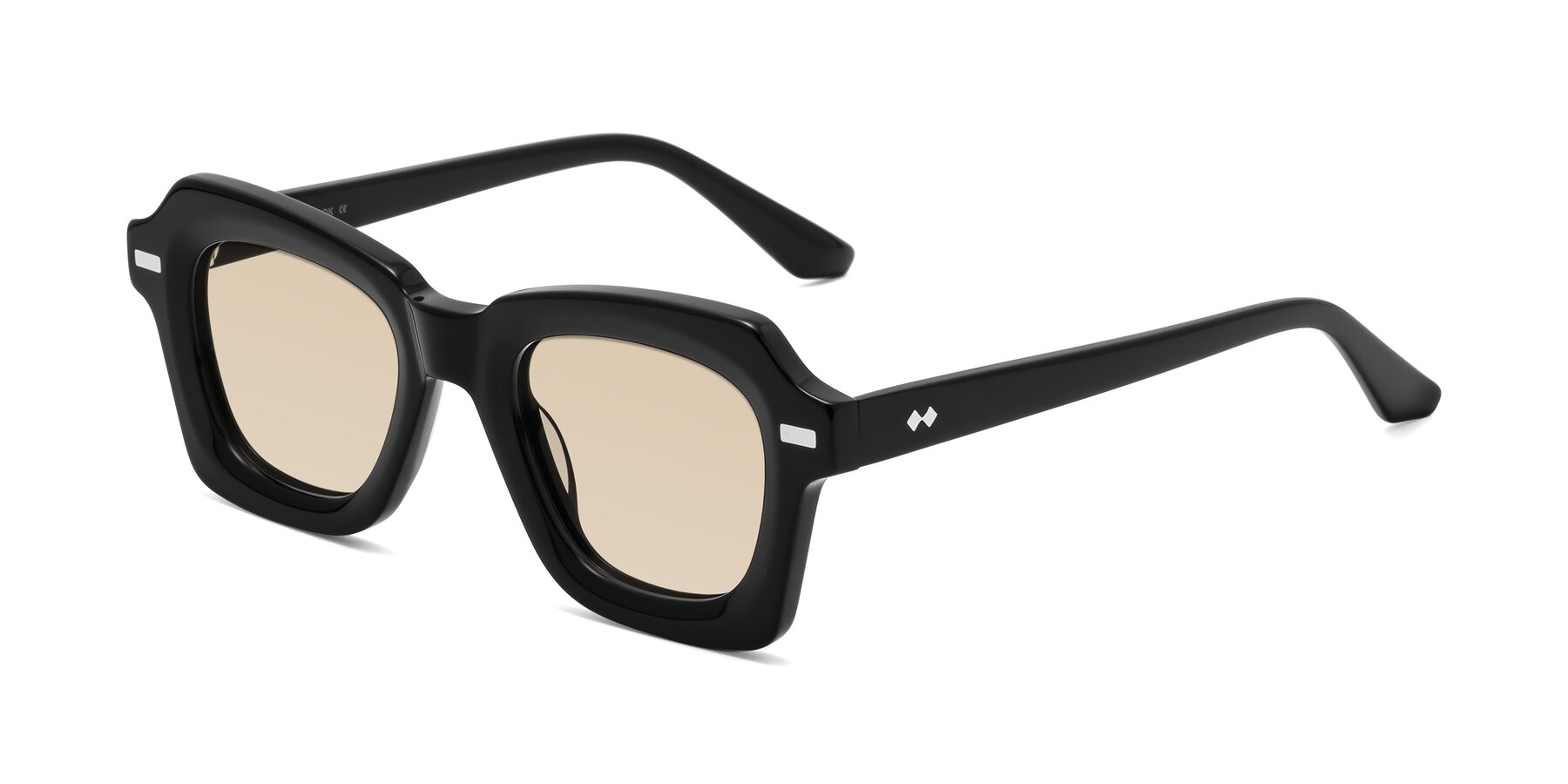 Angle of Alden in Black with Light Brown Tinted Lenses