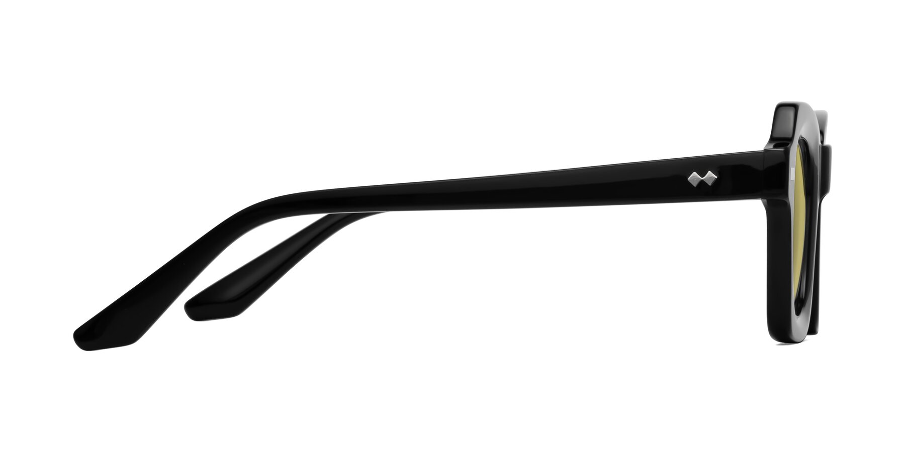 Side of Alden in Black with Medium Champagne Tinted Lenses