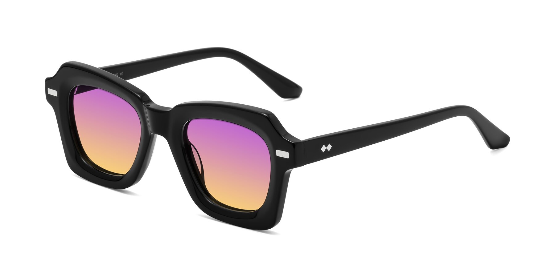 Angle of Alden in Black with Purple / Yellow Gradient Lenses