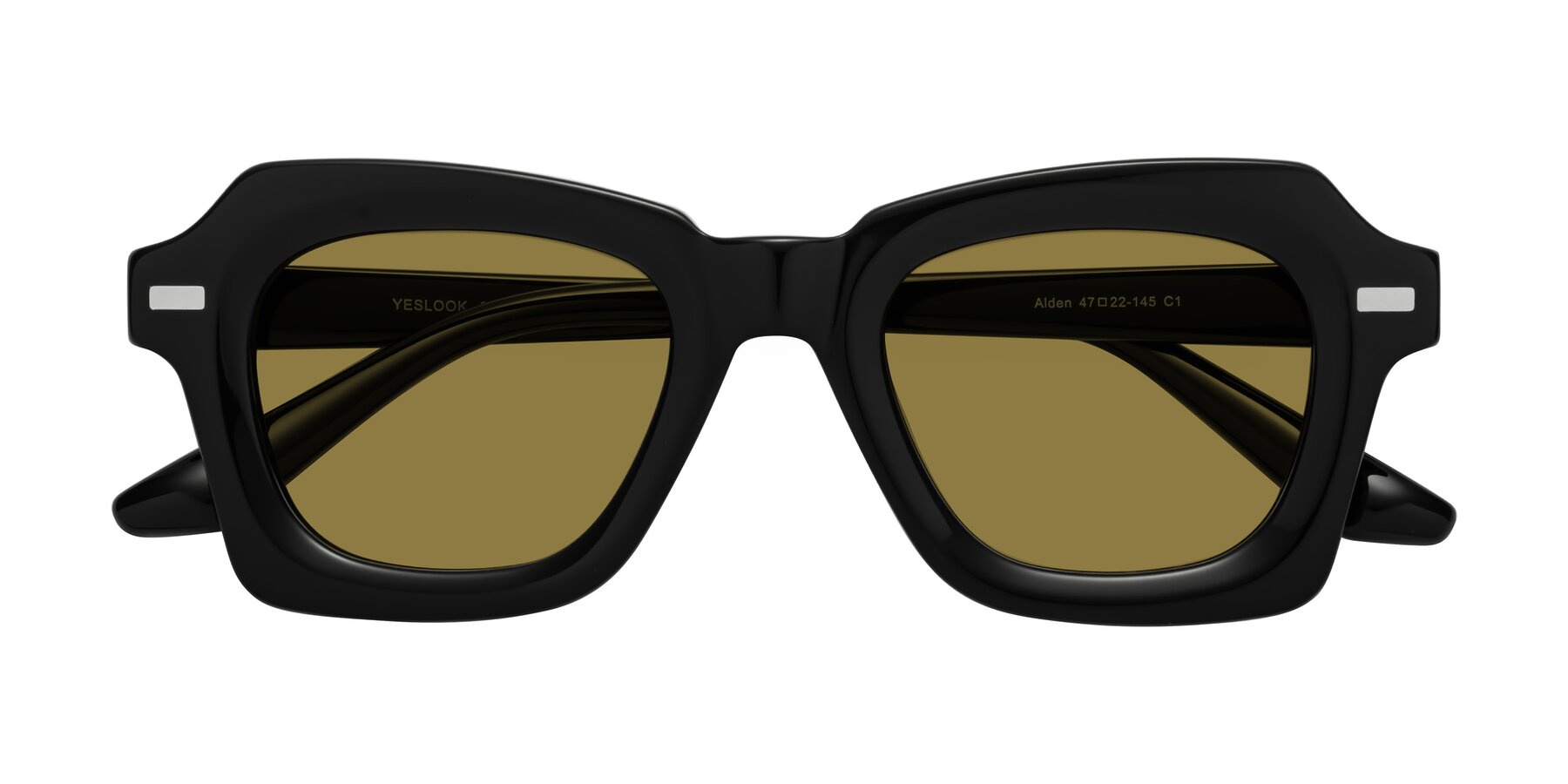 Folded Front of Alden in Black with Brown Polarized Lenses