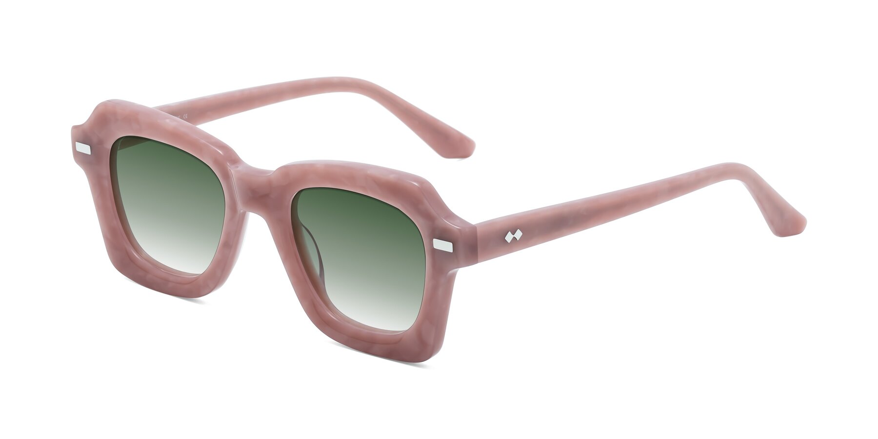 Angle of Alden in Plum Marble with Green Gradient Lenses