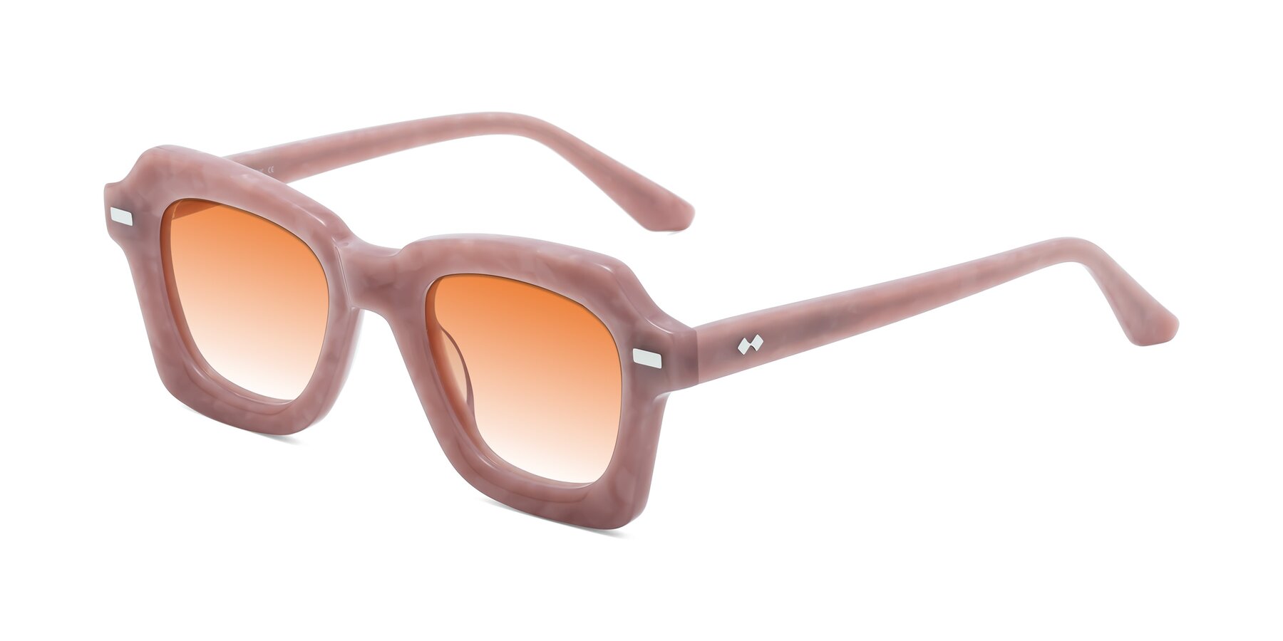 Angle of Alden in Plum Marble with Orange Gradient Lenses
