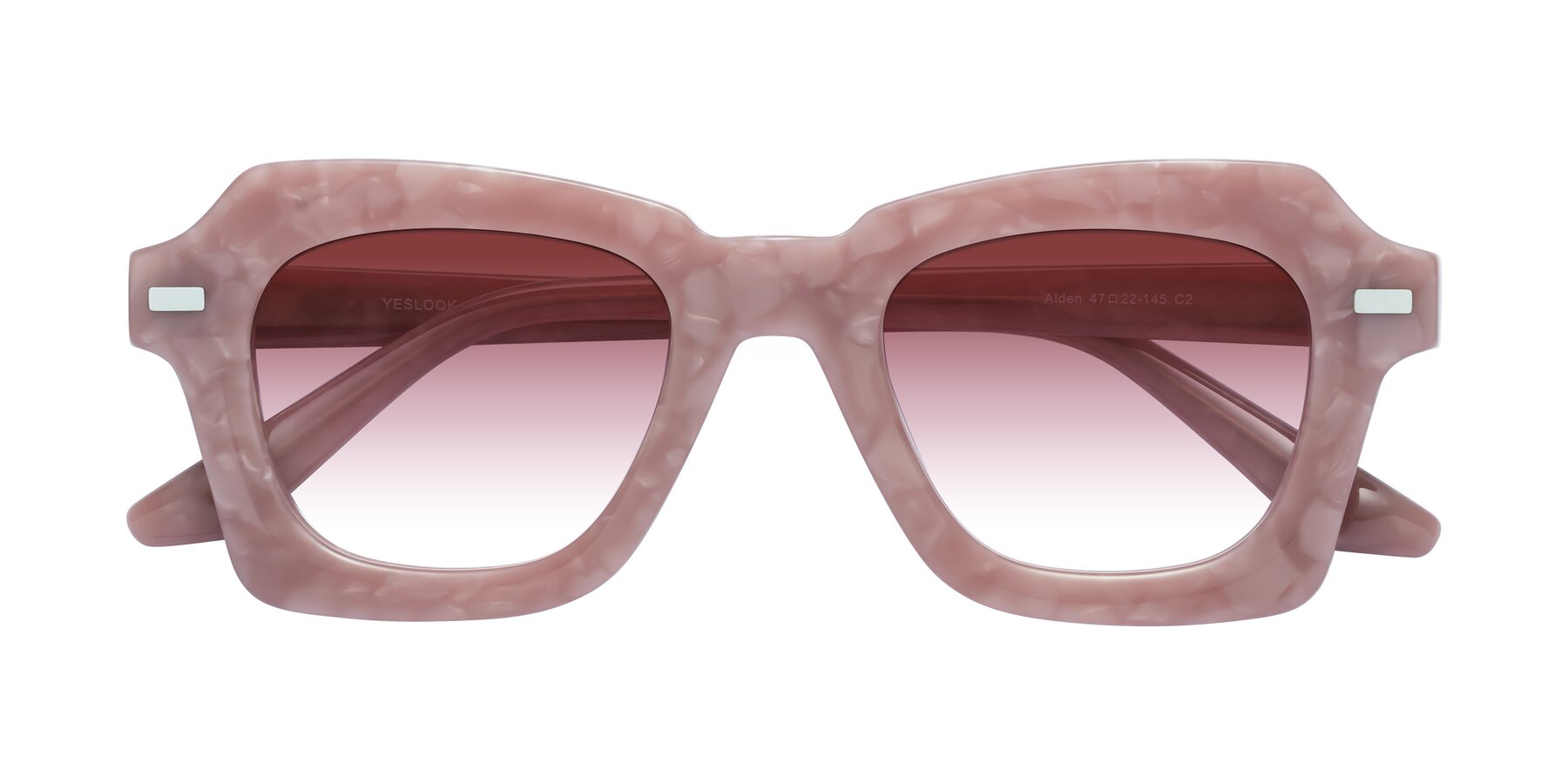 Folded Front of Alden in Plum Marble with Garnet Gradient Lenses