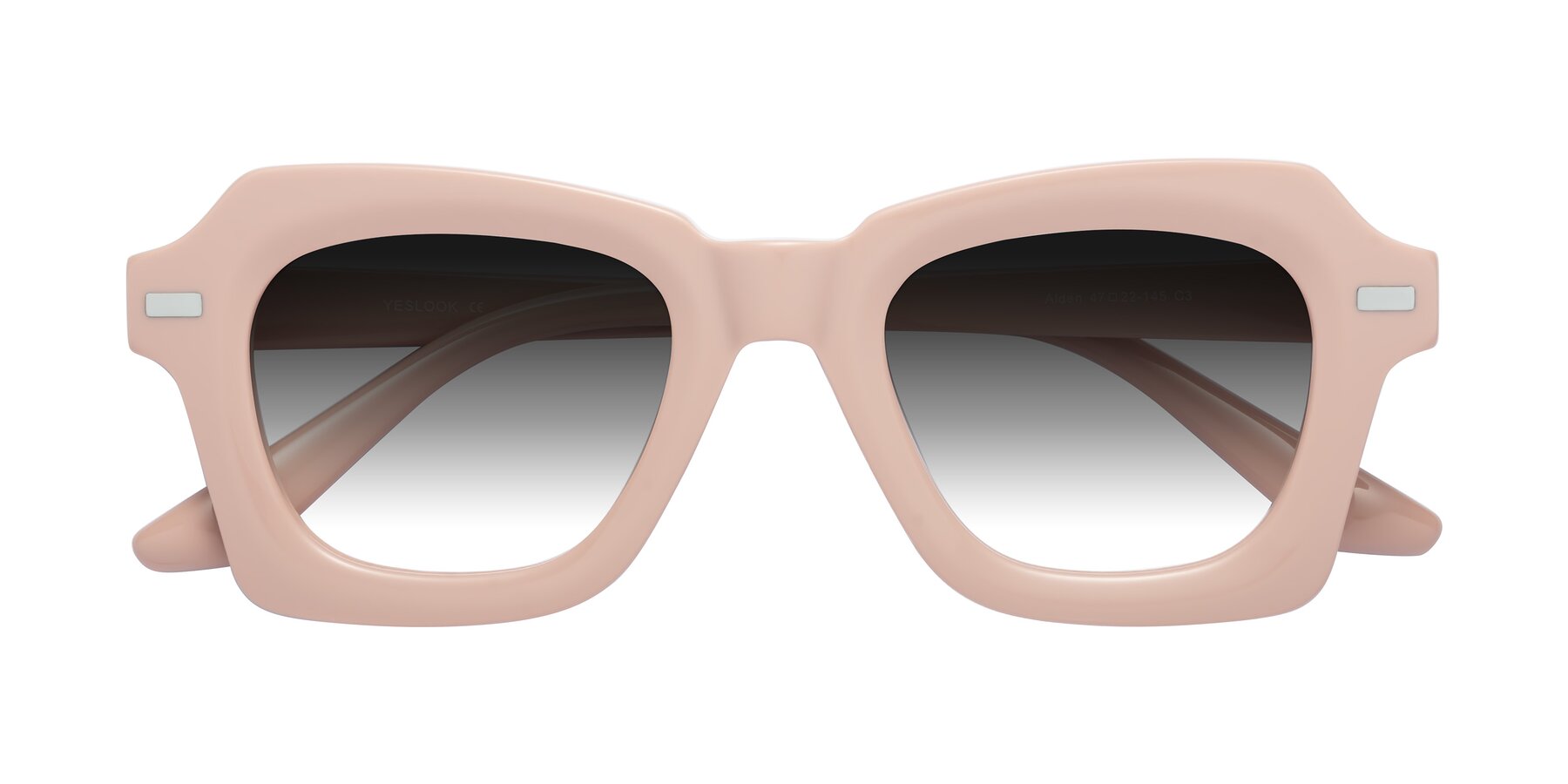 Folded Front of Alden in Baby Pink with Gray Gradient Lenses