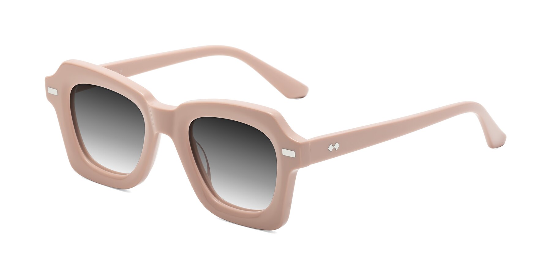 Angle of Alden in Baby Pink with Gray Gradient Lenses