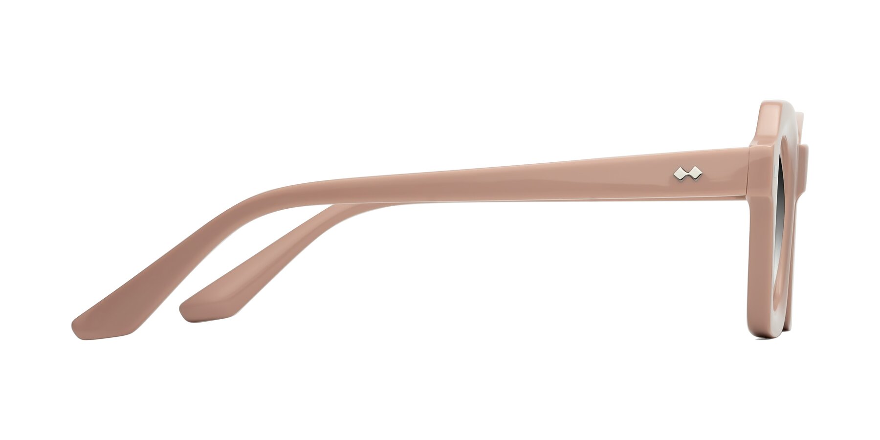 Side of Alden in Baby Pink with Gray Gradient Lenses