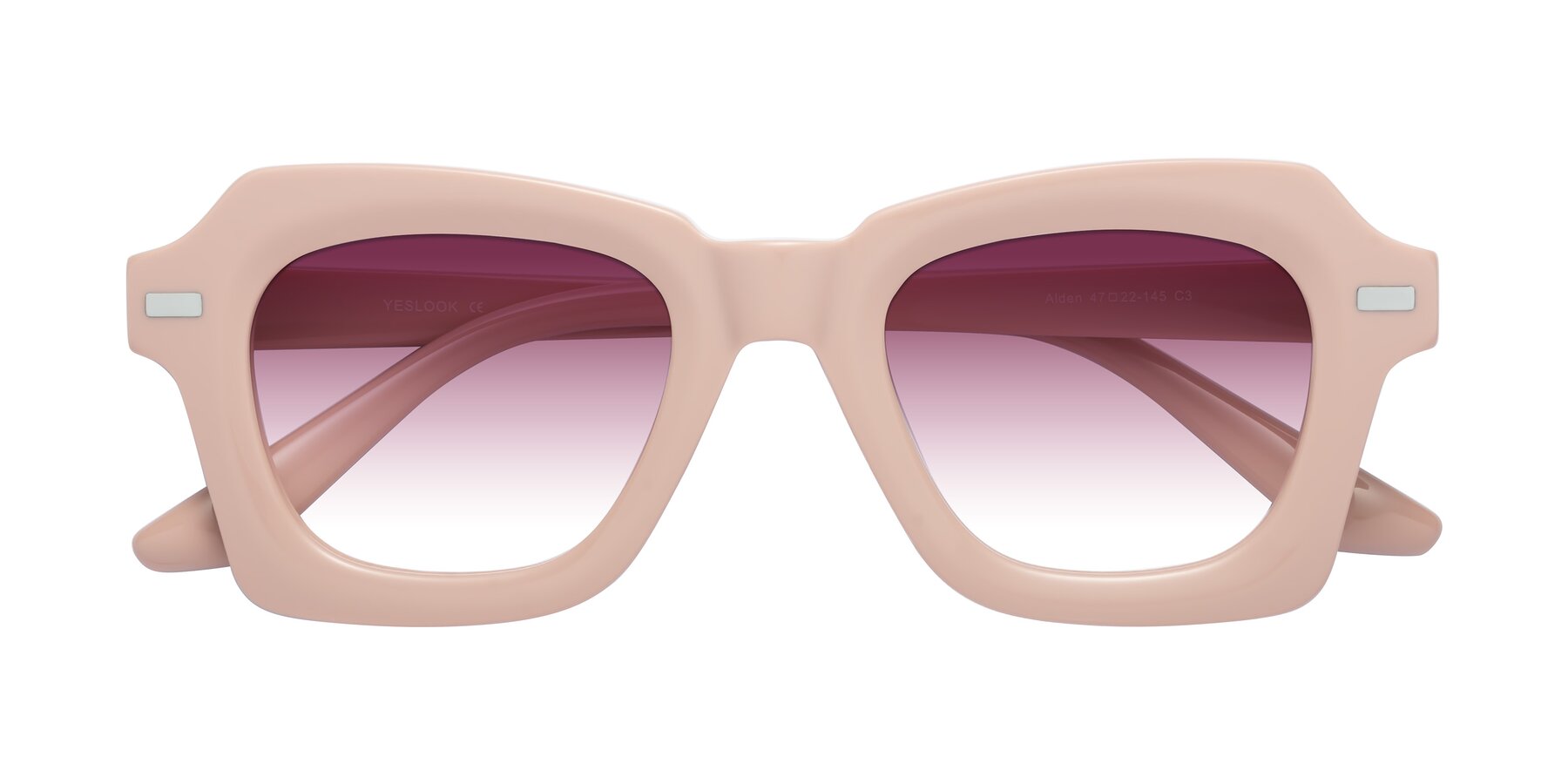 Folded Front of Alden in Baby Pink with Wine Gradient Lenses