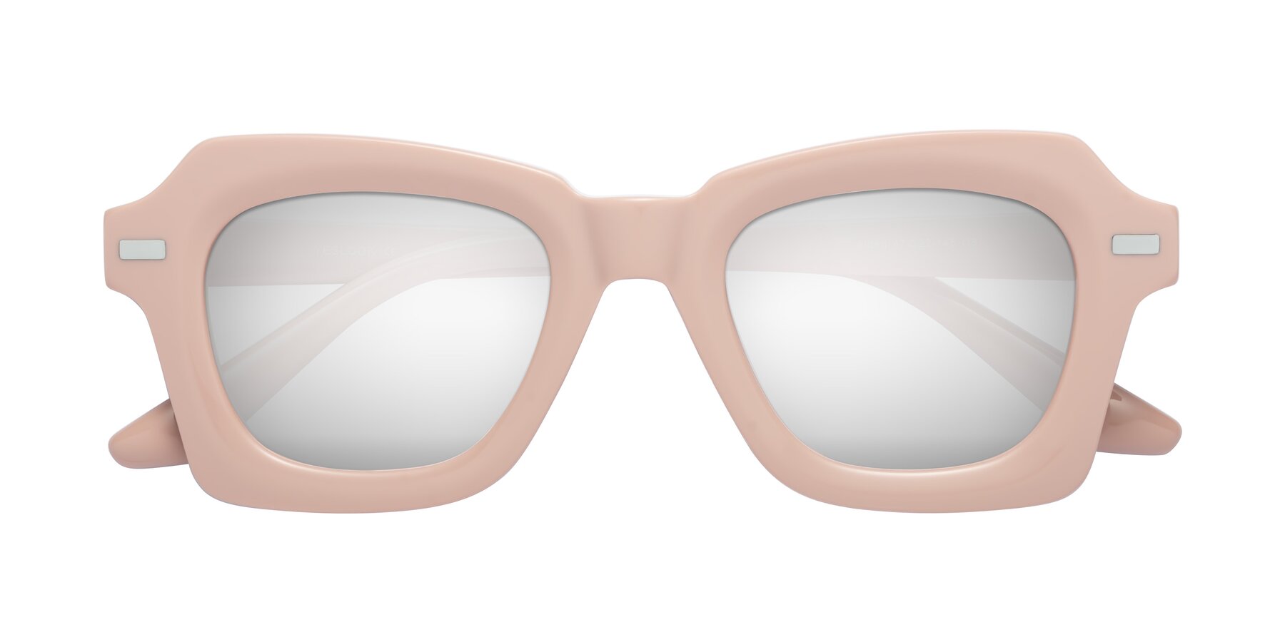 Folded Front of Alden in Baby Pink with Silver Mirrored Lenses
