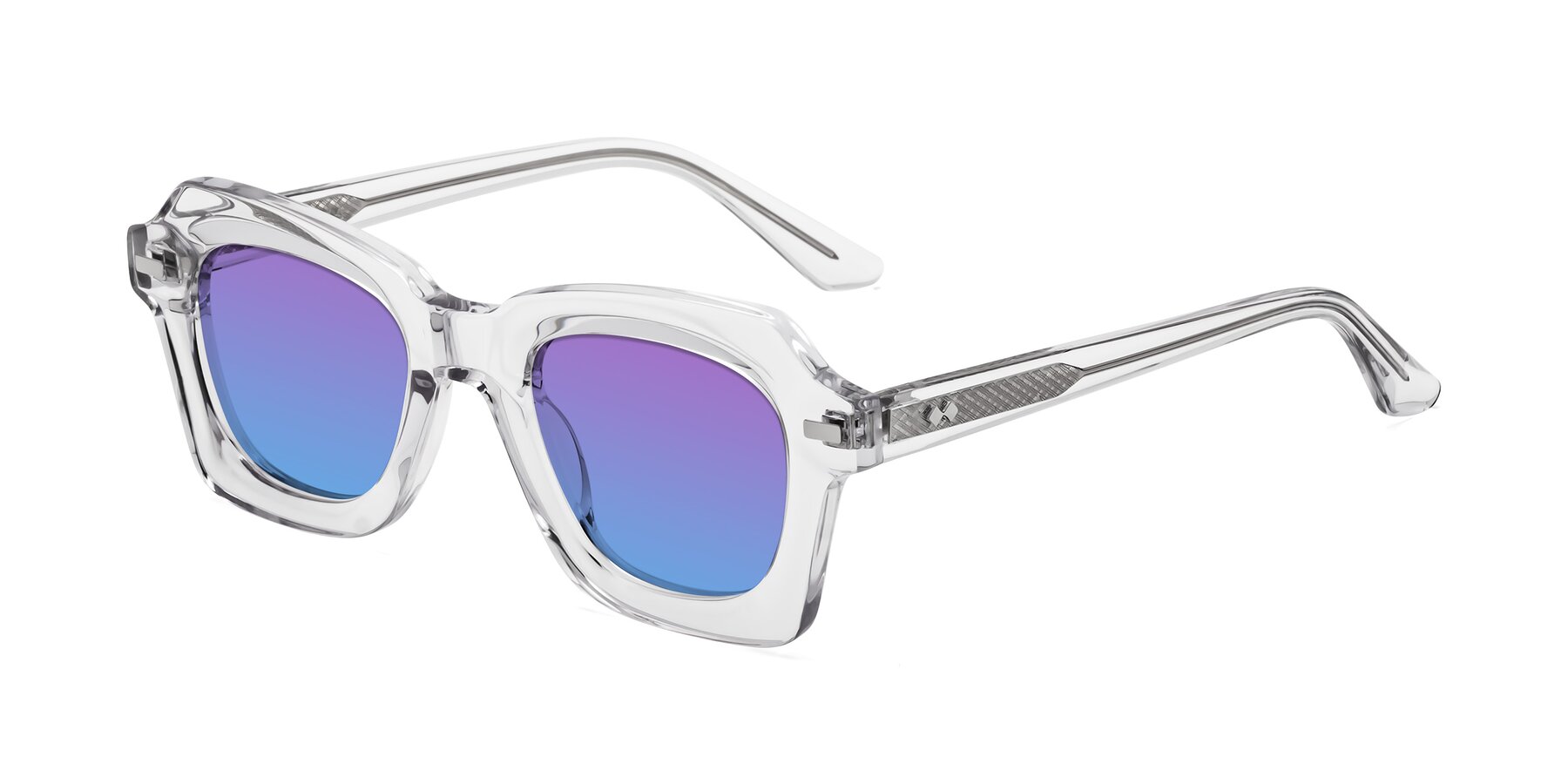 Angle of Alden in Clear with Purple / Blue Gradient Lenses