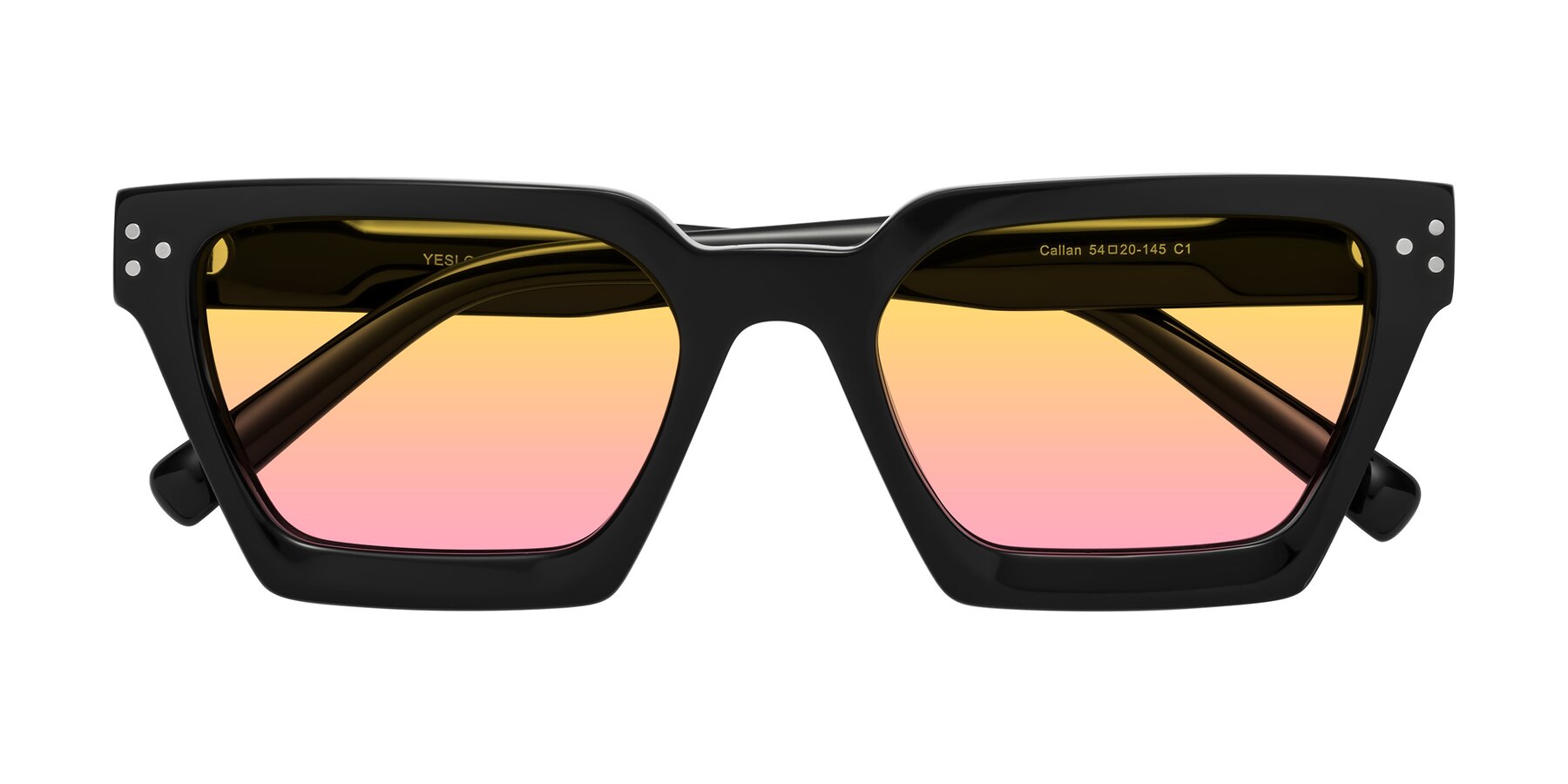Folded Front of Callan in Black with Yellow / Pink Gradient Lenses