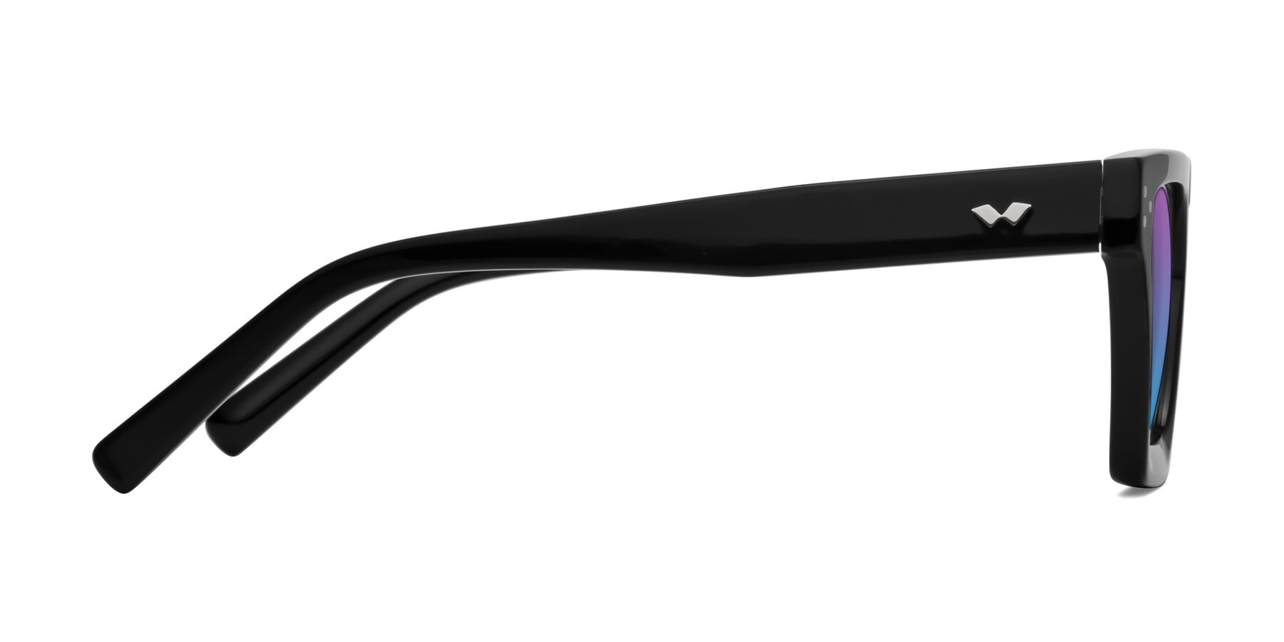 Side of Callan in Black with Purple / Blue Gradient Lenses