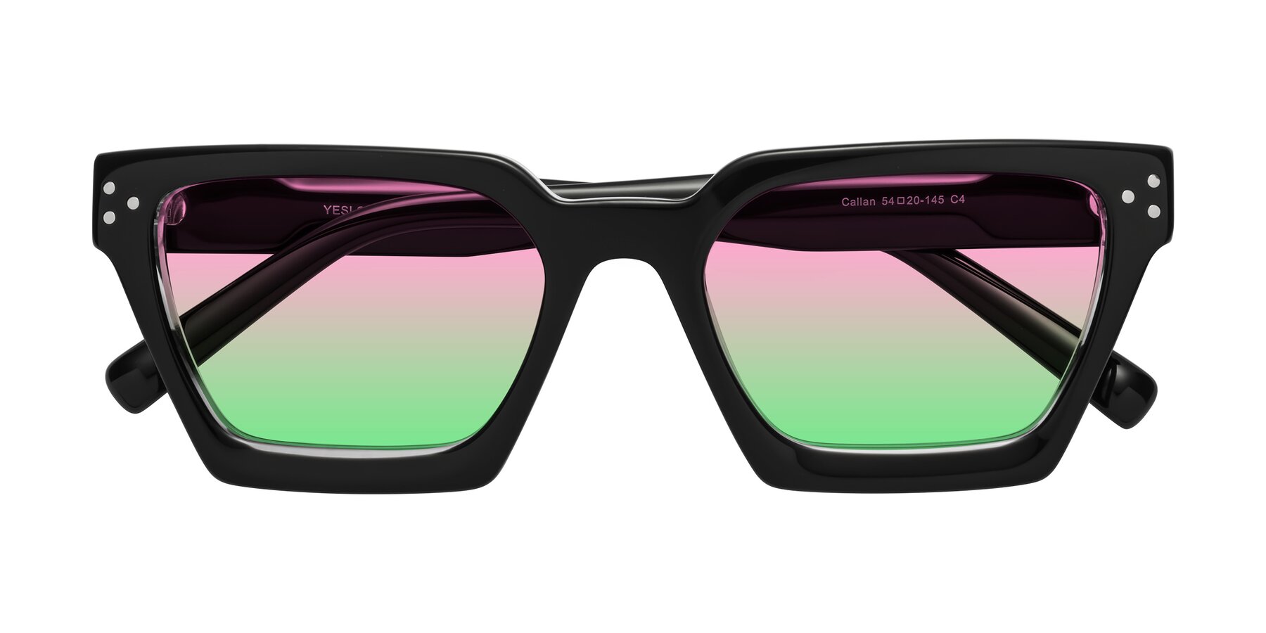Folded Front of Callan in Black/Clear with Pink / Green Gradient Lenses