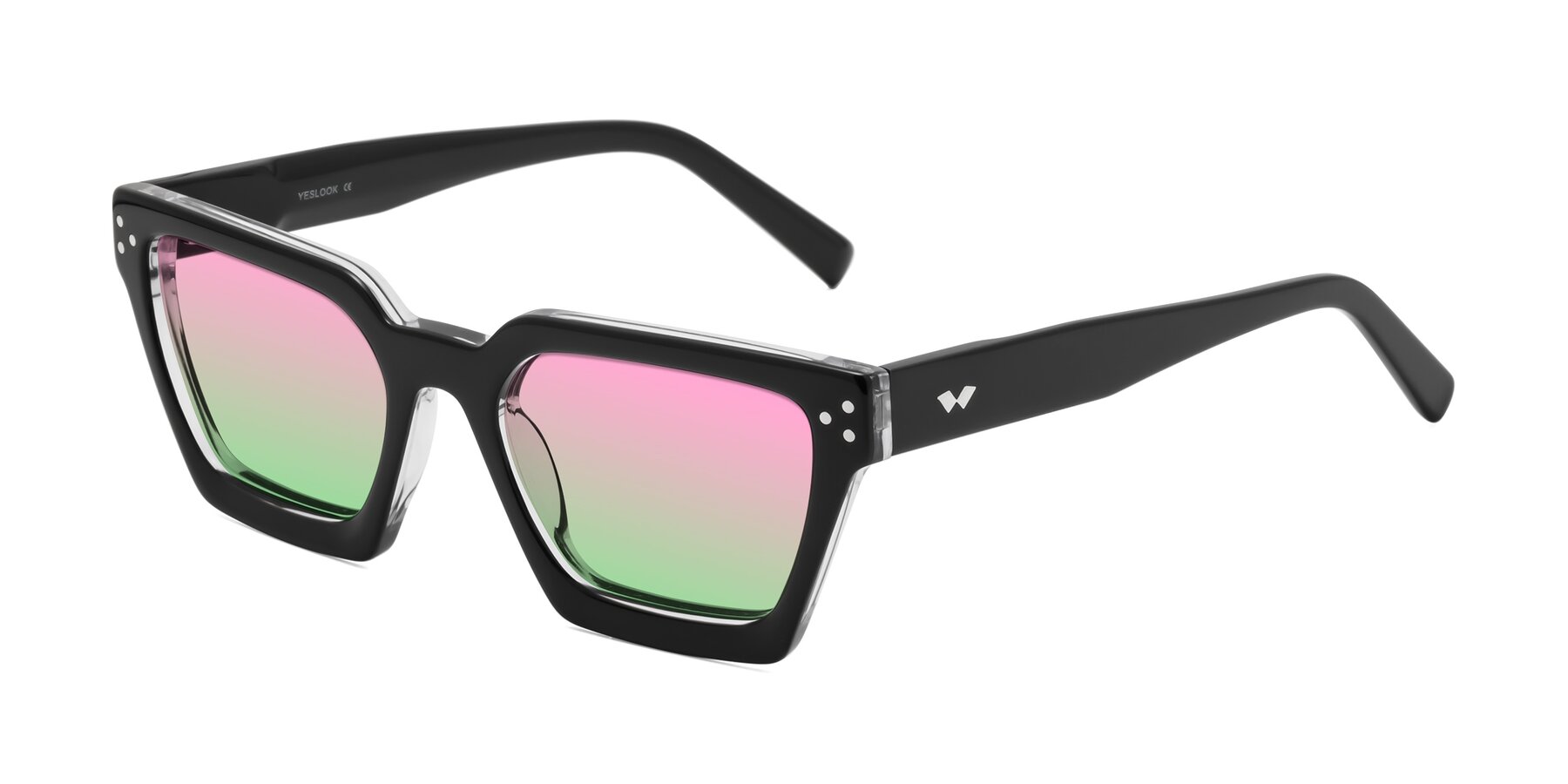 Angle of Callan in Black/Clear with Pink / Green Gradient Lenses
