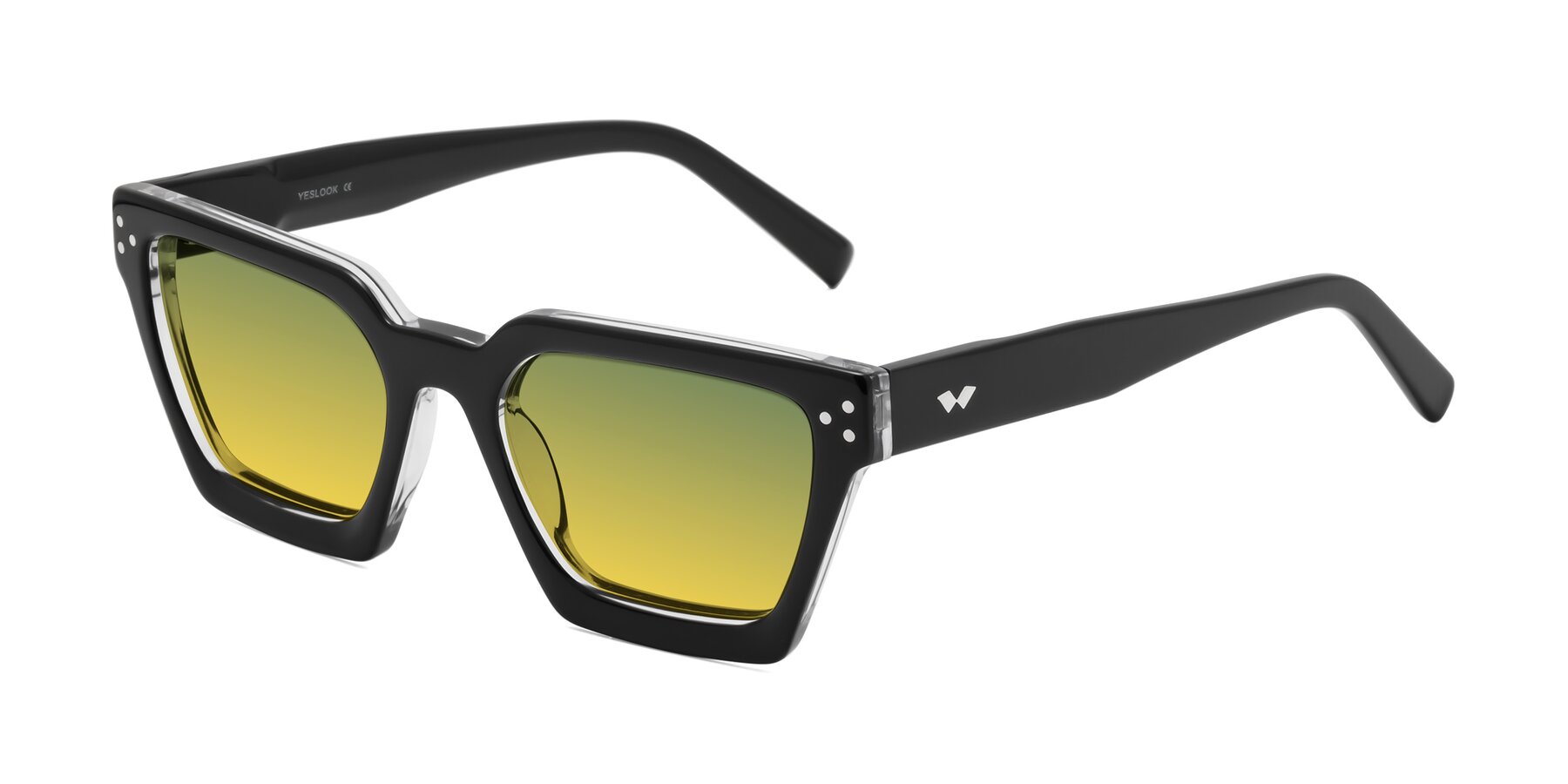 Angle of Callan in Black-Clear with Green / Yellow Gradient Lenses