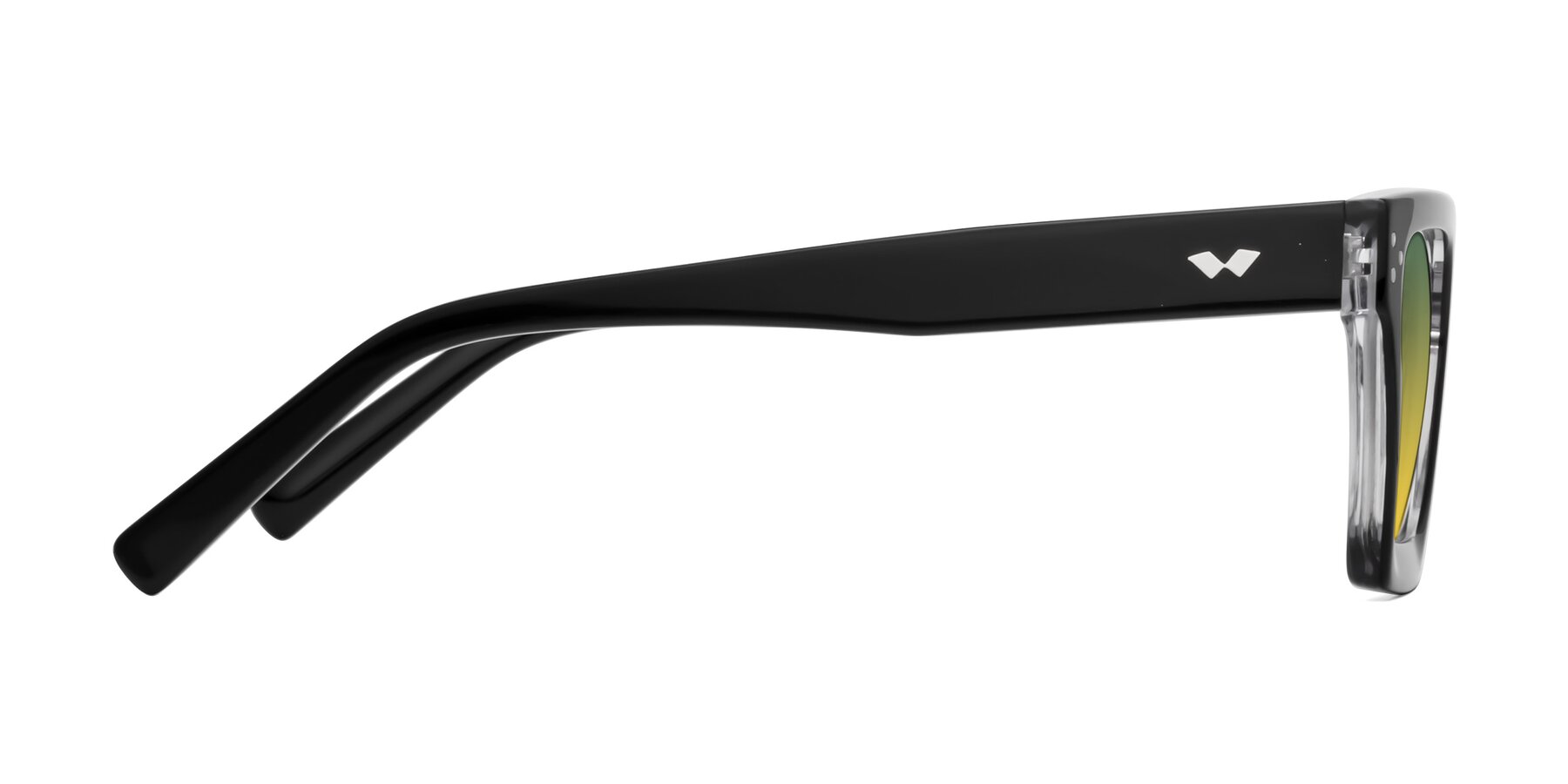 Side of Callan in Black-Clear with Green / Yellow Gradient Lenses