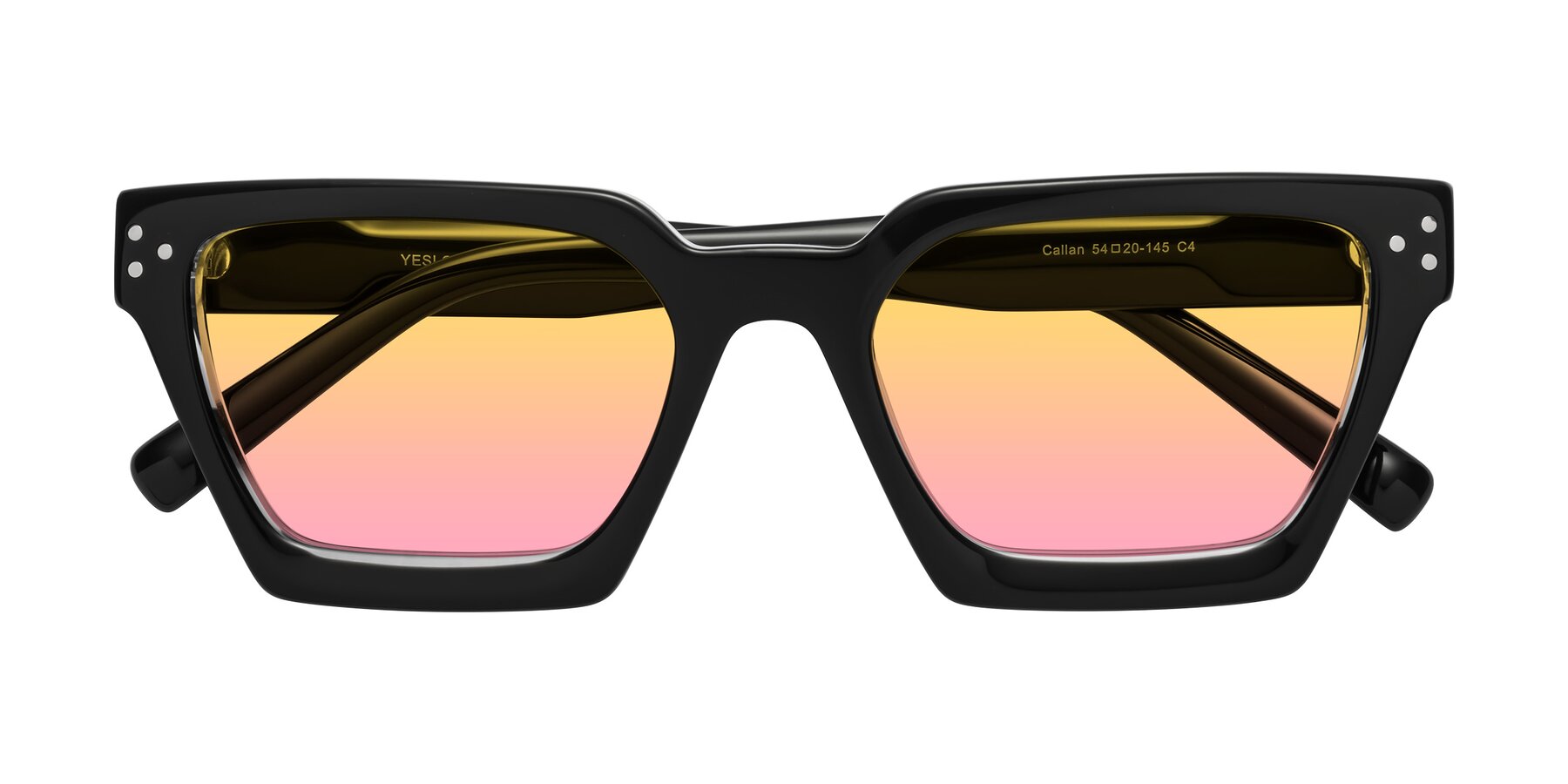 Folded Front of Callan in Black-Clear with Yellow / Pink Gradient Lenses